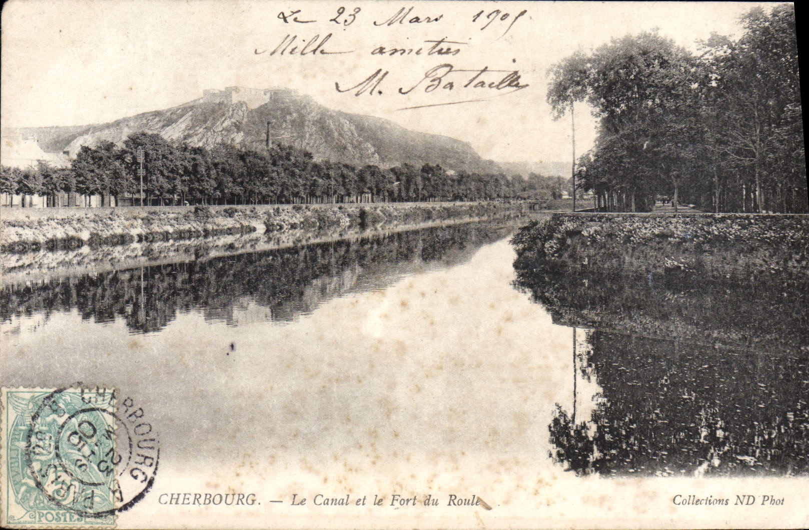 VINTAGE POSTCARD Cherbourg the Canal and the Fort of Rolls