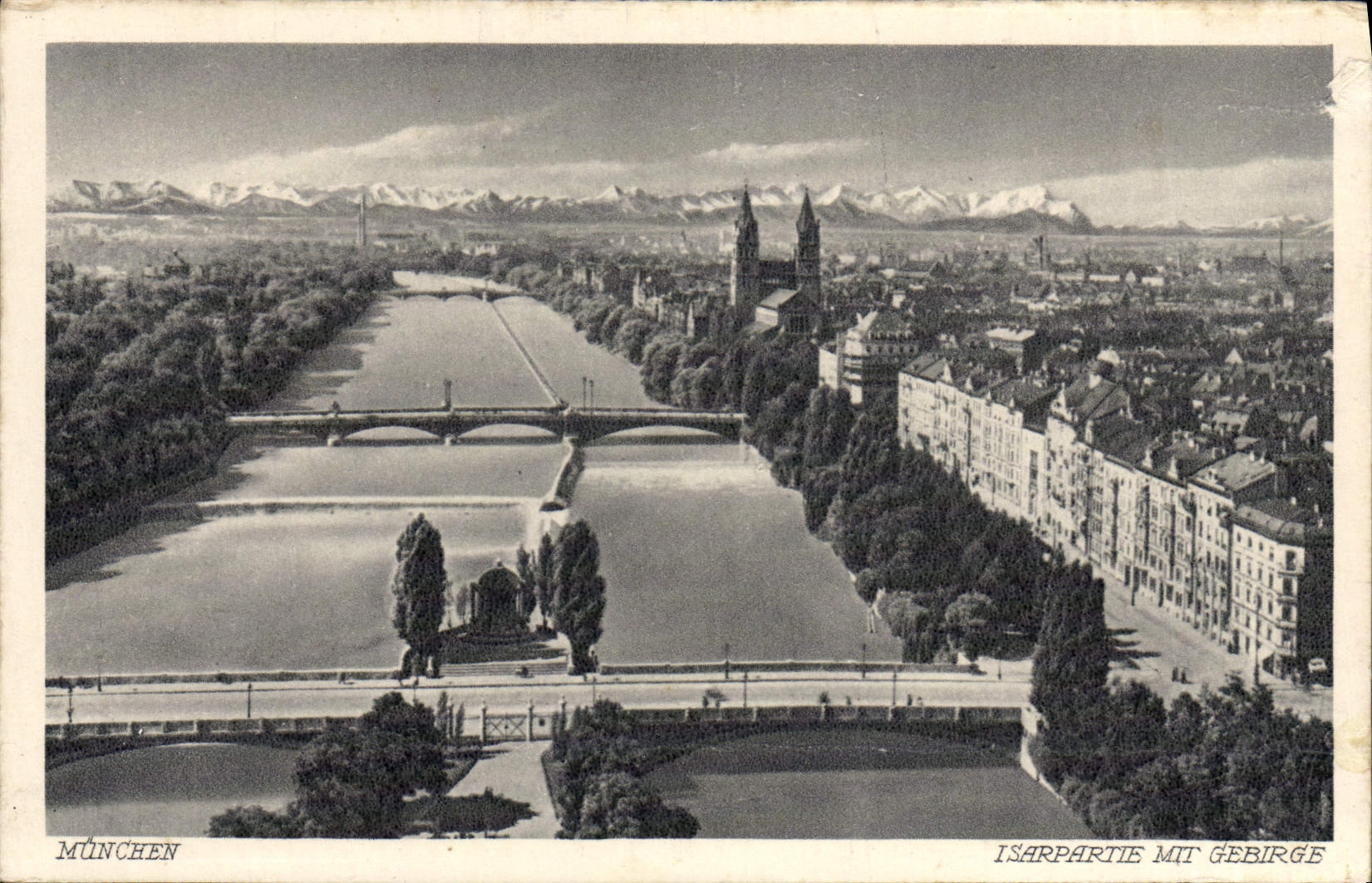CPA Munchen Isarpartie Mit Gebirge