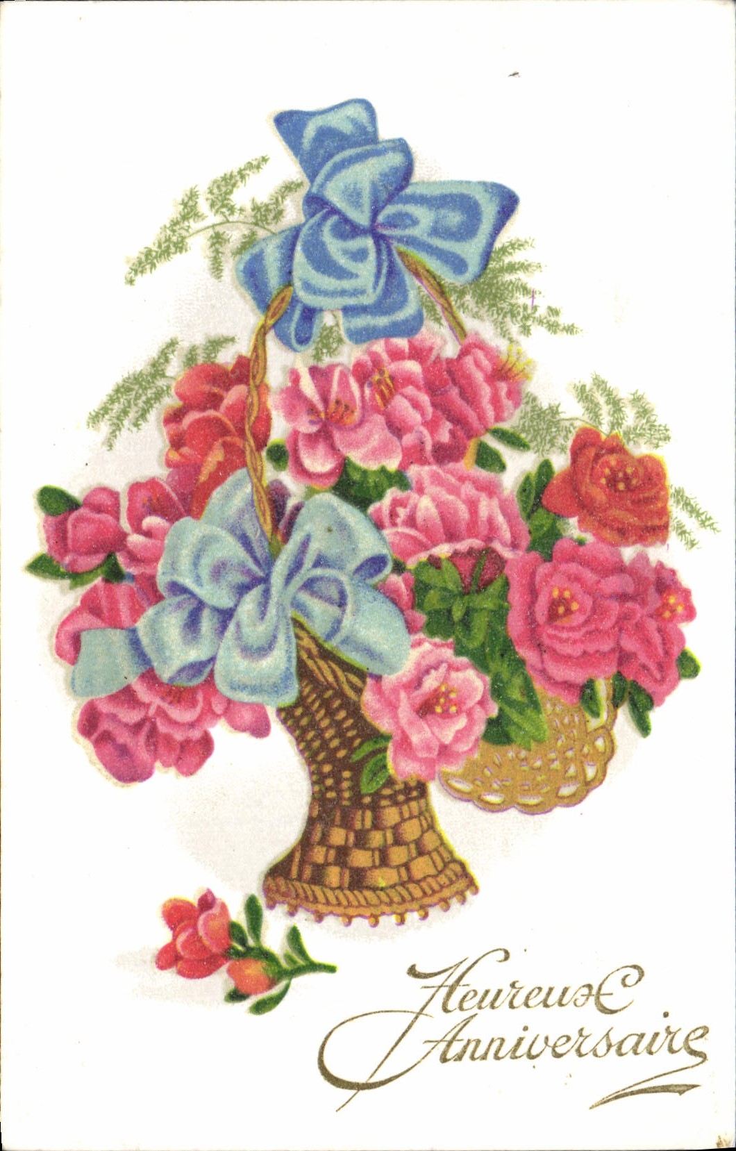 CPA Heureuse Anniversaire Fleurs