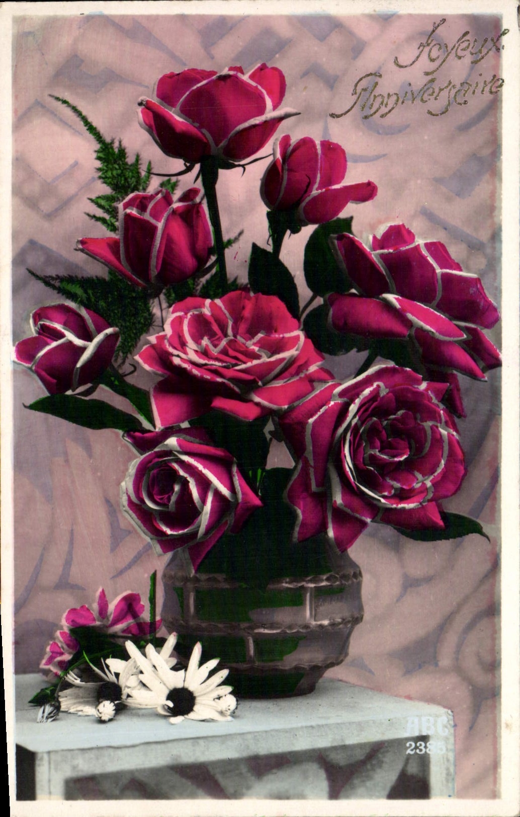 VINTAGE POSTCARD Happy Birthday Flowers