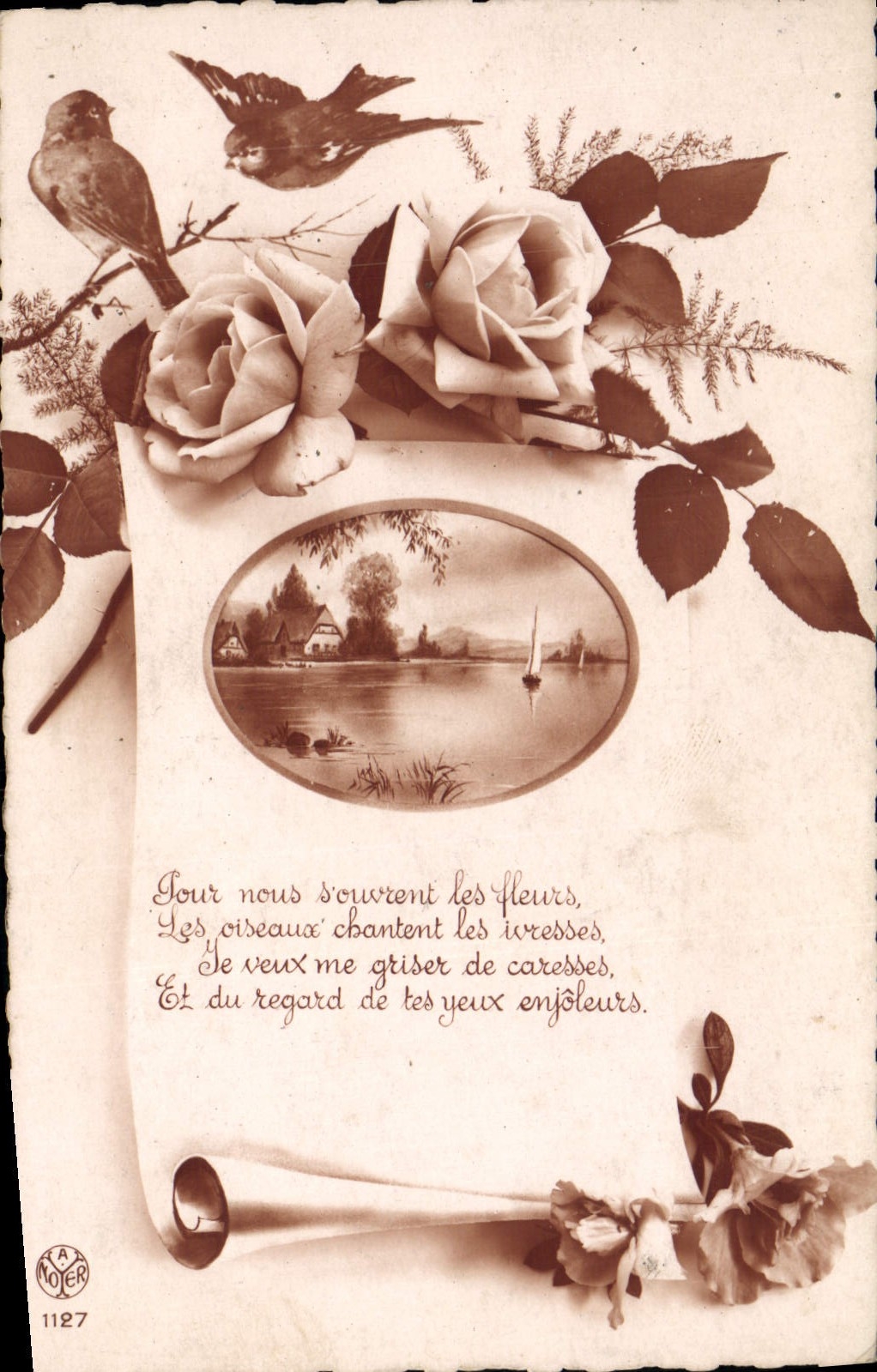 VINTAGE POSTCARD Fantasy Flowers