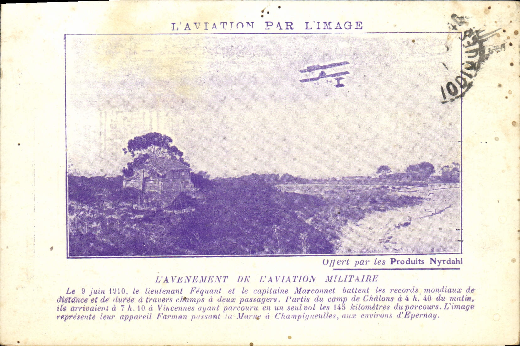 CPA Aviation Avion Algarine Avenement de l'aviation militaire lieutenant Fequant Capitaine Marconnet 