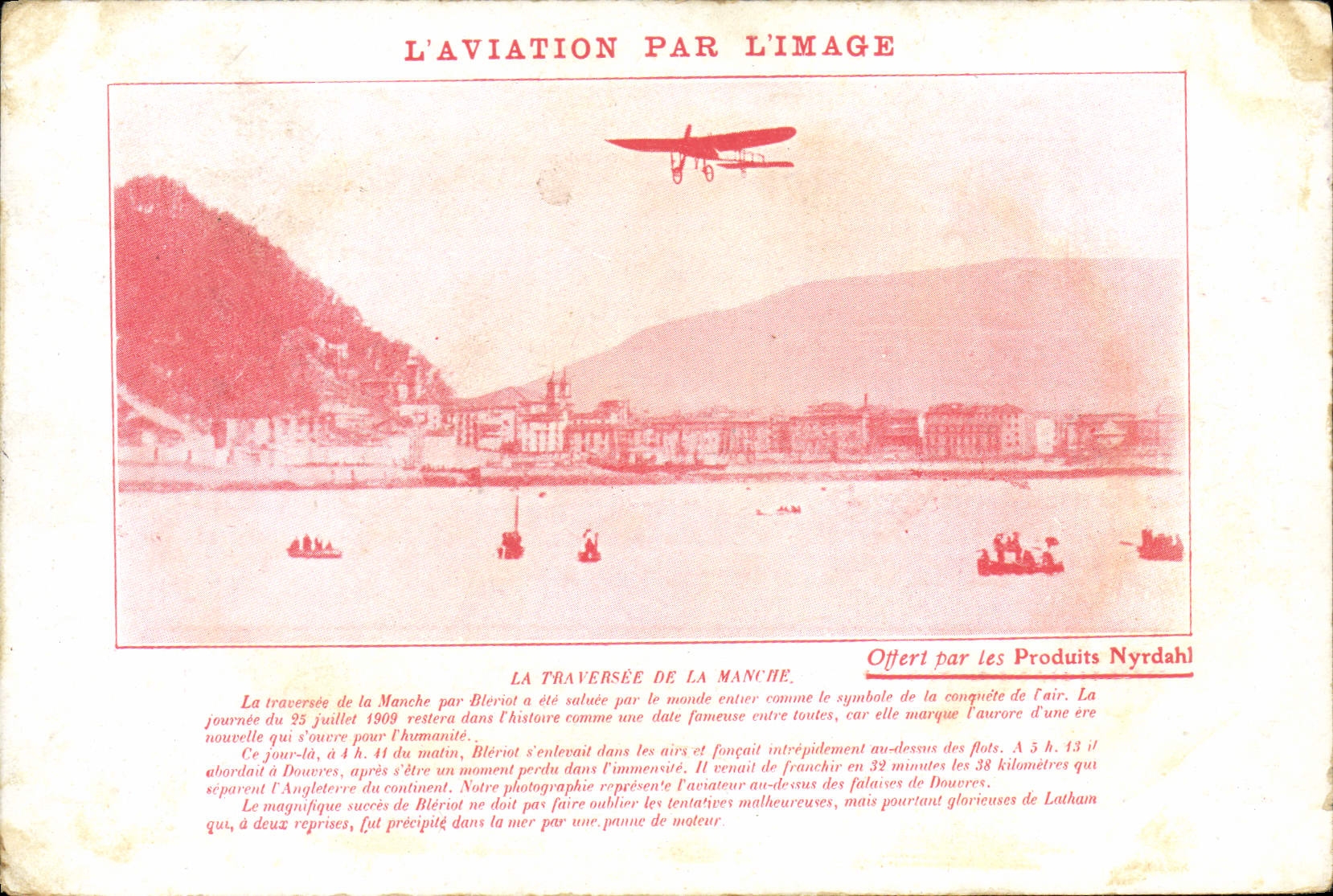 VINTAGE POSTCARD Aviation Plane the crossing of the Nyrdahl English Channel