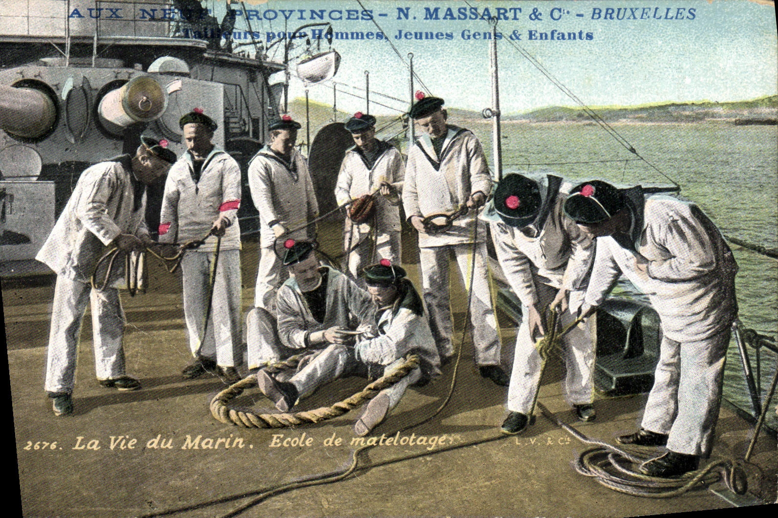 CPA Bateau Guerre La vie du marin Ecole de matelotage 