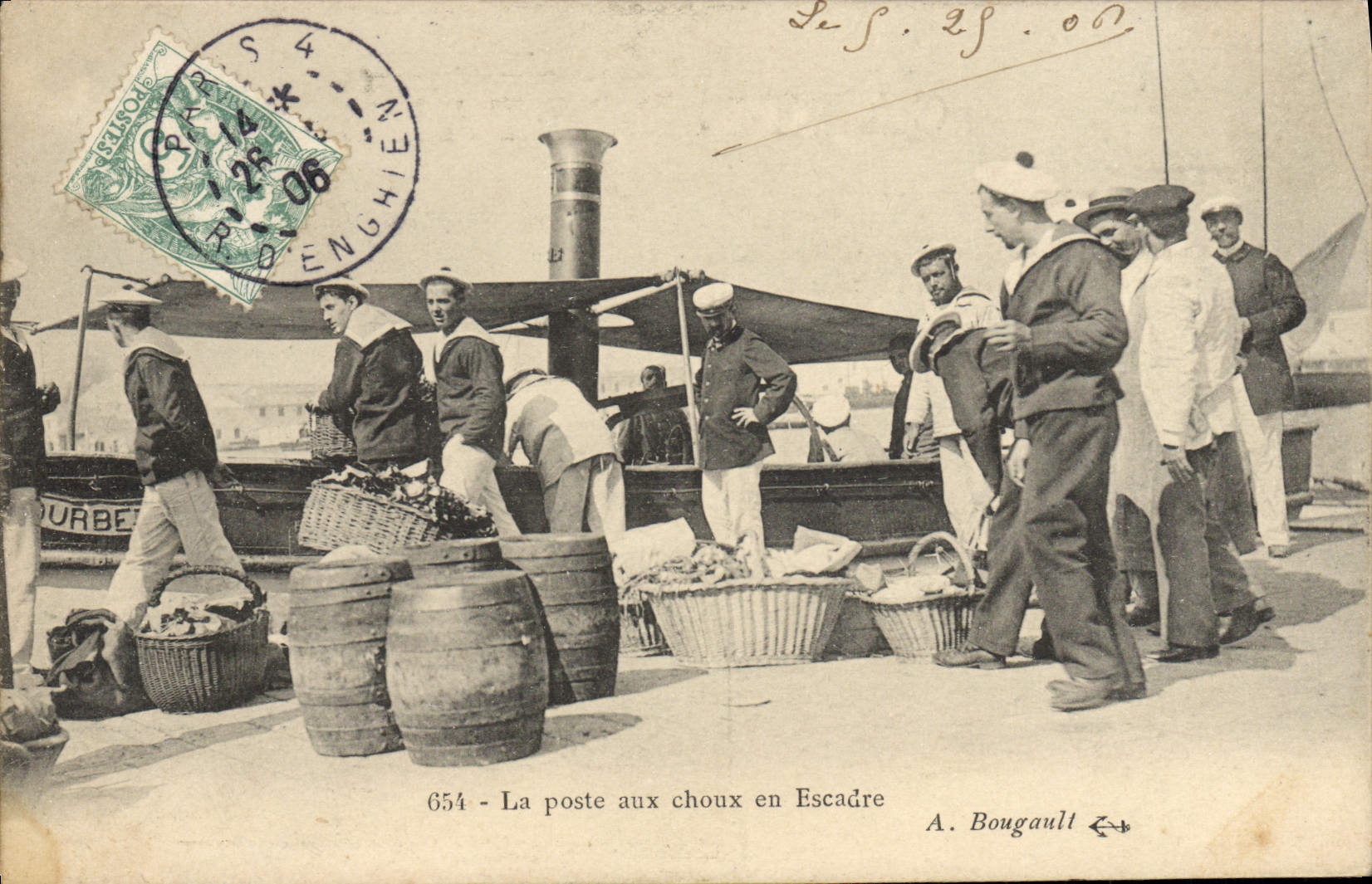 VINTAGE POSTCARD Boat War the post office with cabbages in squadron