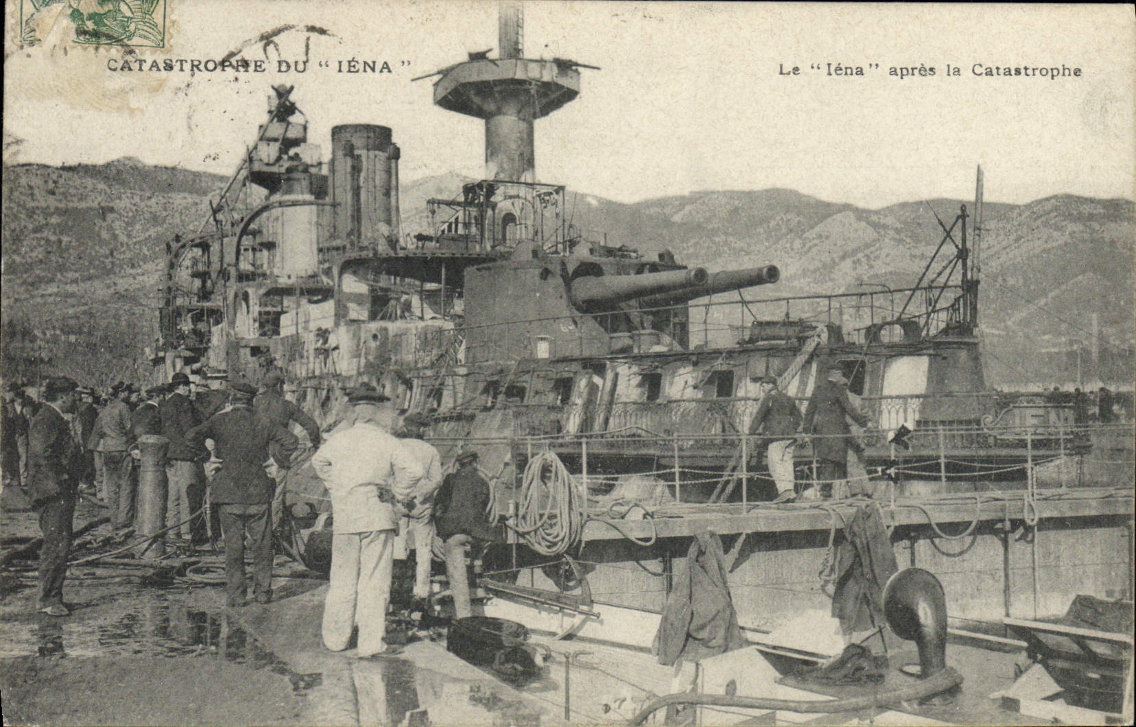 VINTAGE POSTCARD Boat War Iena after the catastrophe