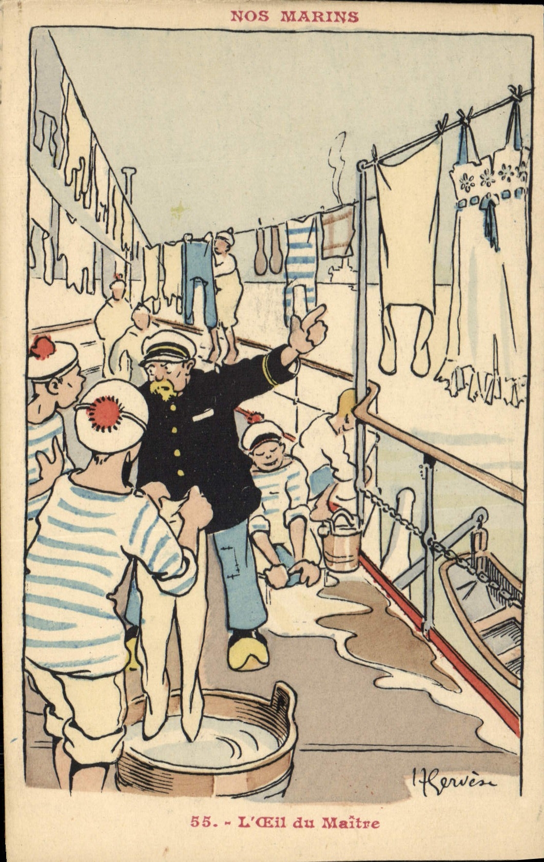 CPA Illustrateur Gervese Nos marins L'oeil du maitre