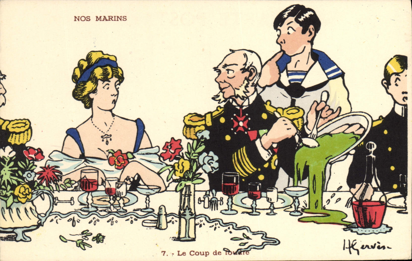 CPA Illustrateur Gervese Nos marins Le coup de foudre