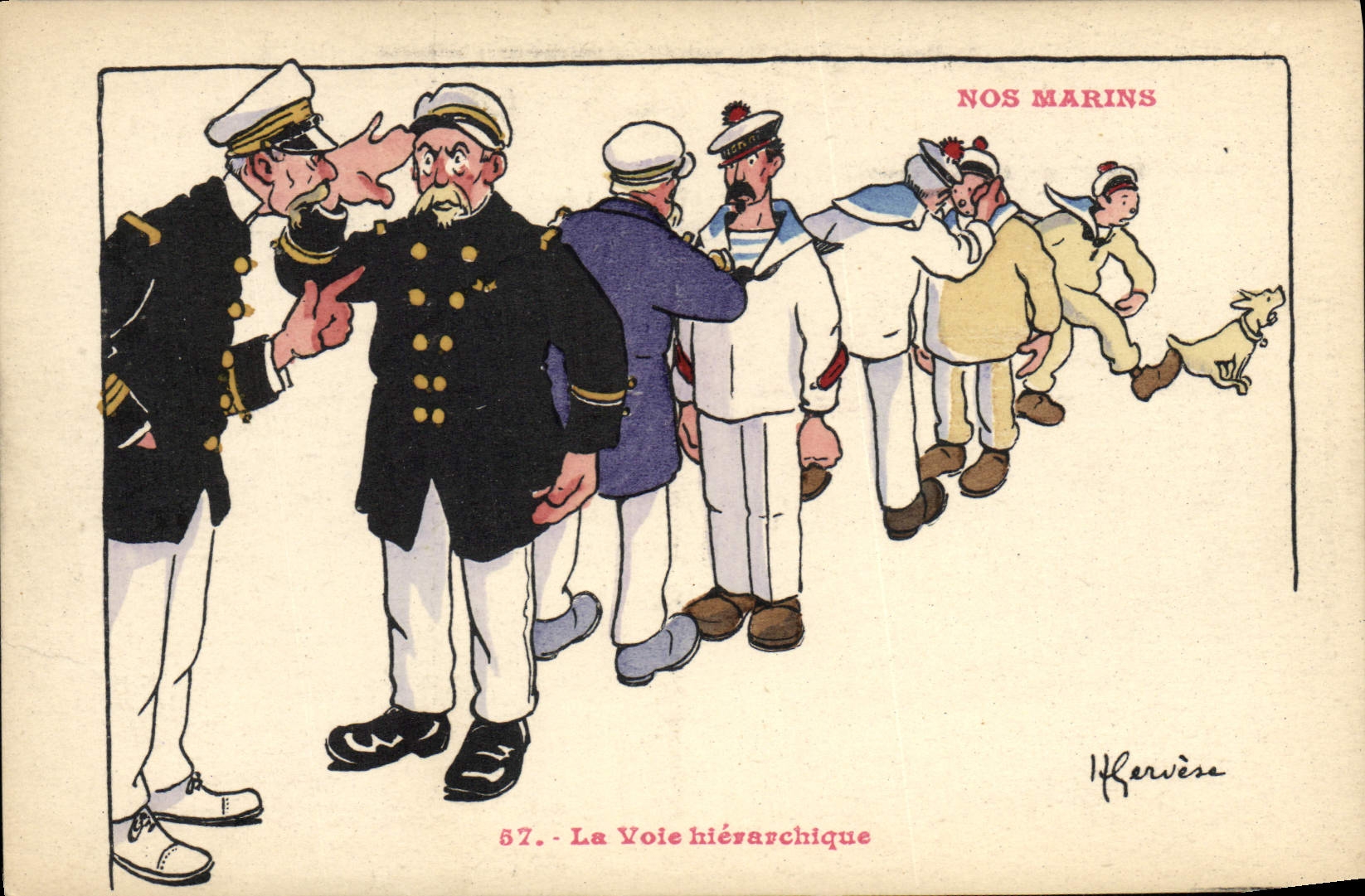 CPA Illustrateur Gervese Nos marins La voie hierarchique