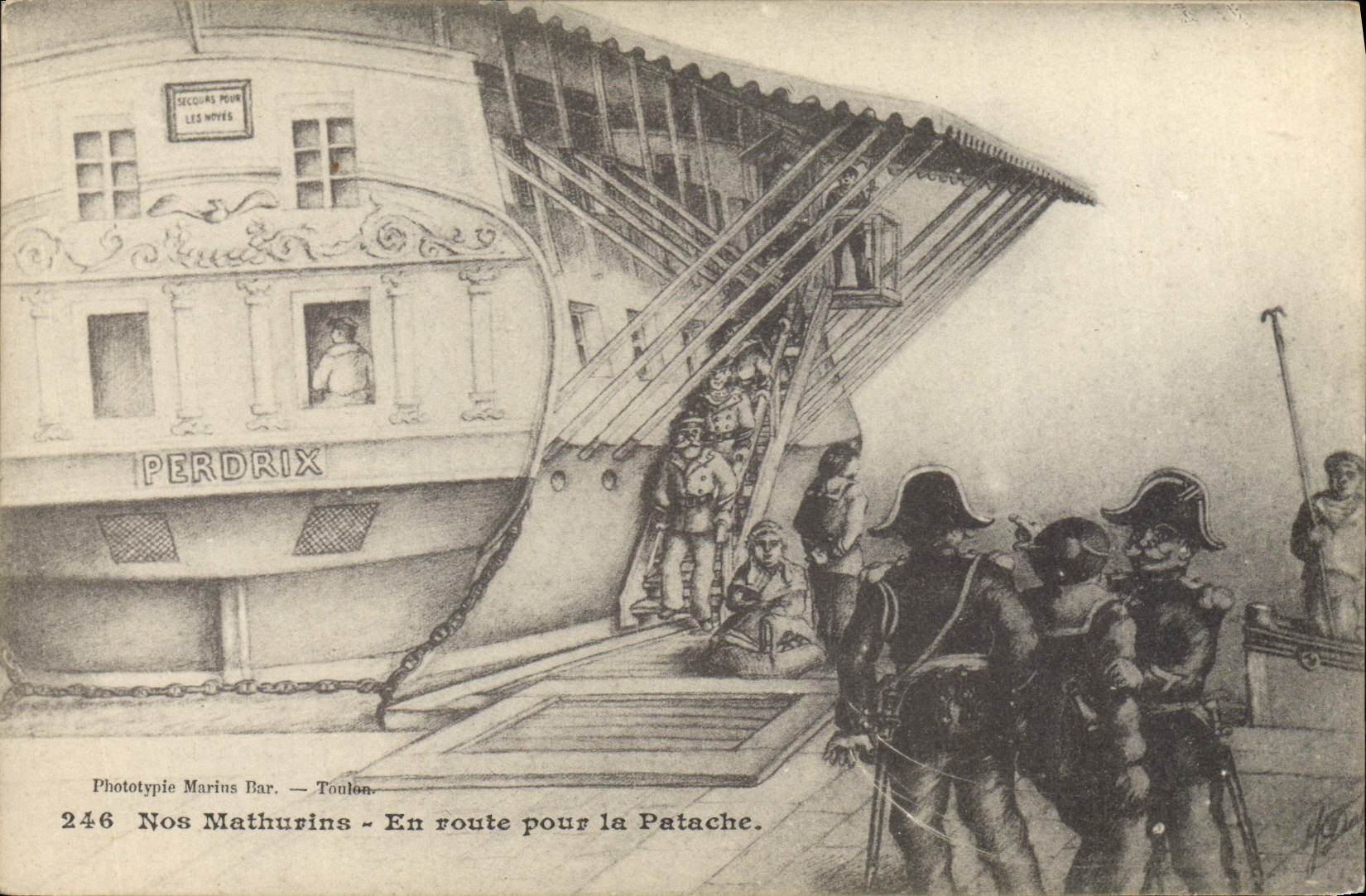 CPA Bateau Guerre Marins Nos Mathurins En route pour la Patache Bateau Perdrix