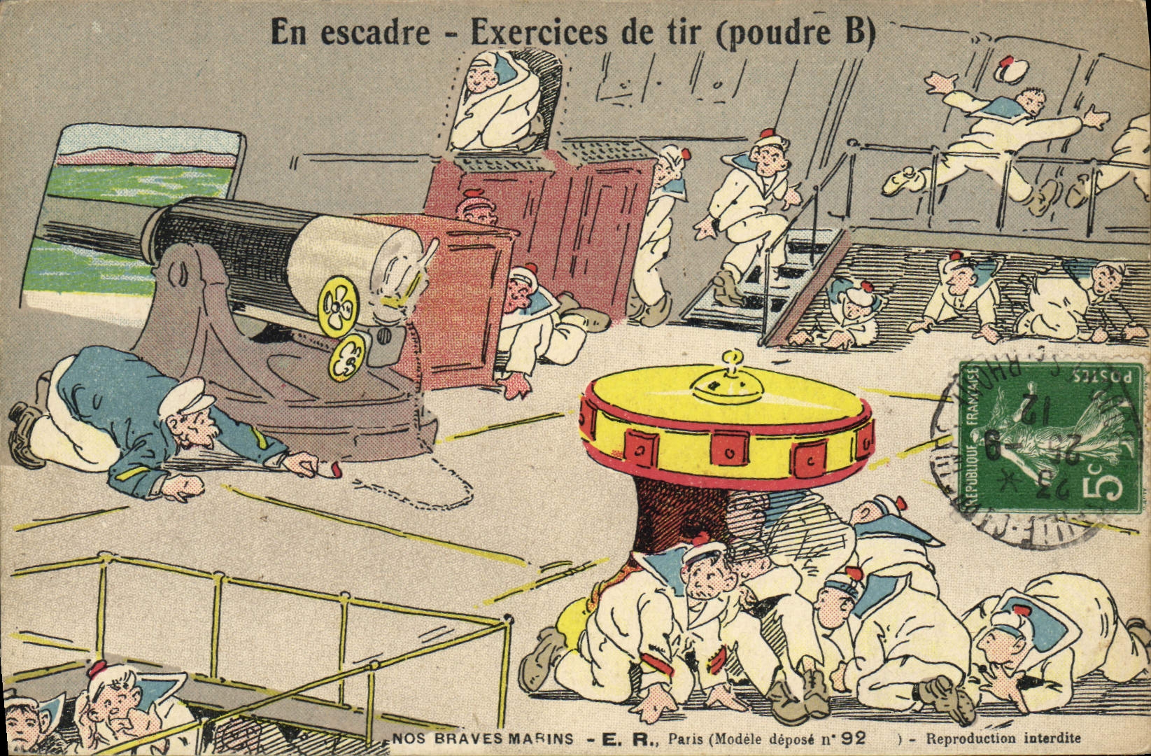 VINTAGE POSTCARD Boat War In squadron Firing practices