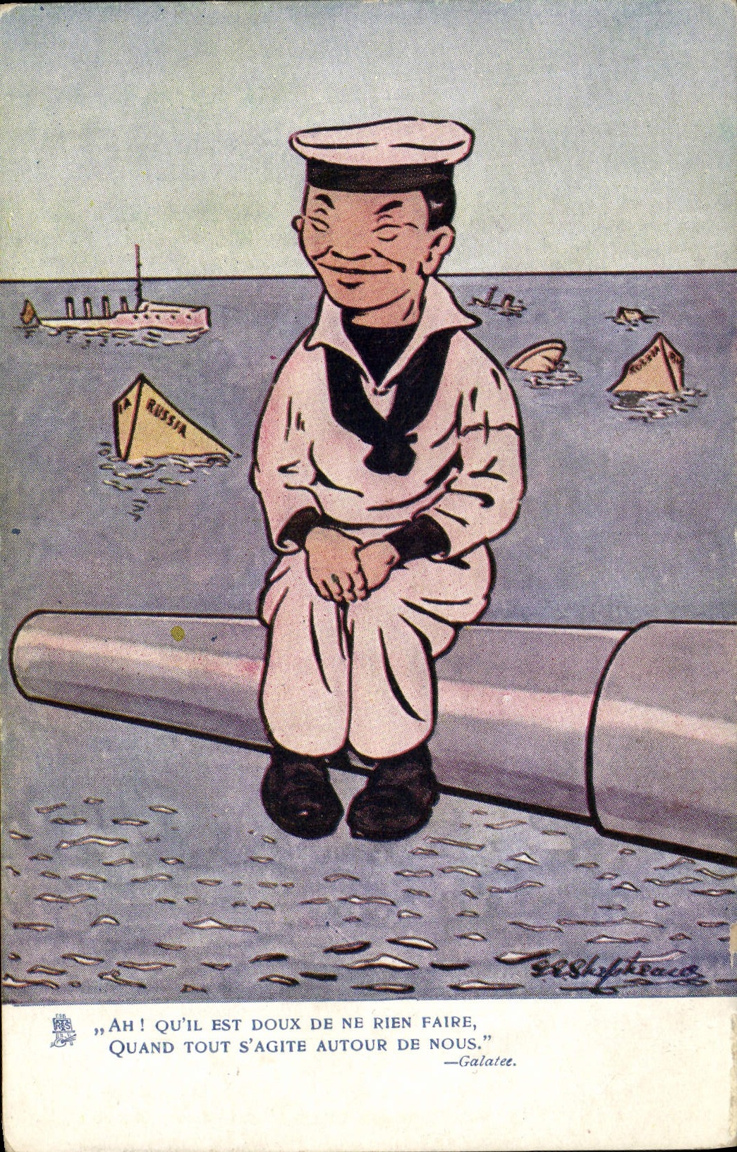 VINTAGE POSTCARD Boat War Sailor