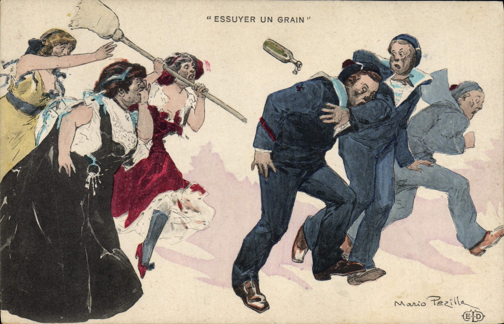 VINTAGE POSTCARD Boat War To wipe a grain Mario Pezilla