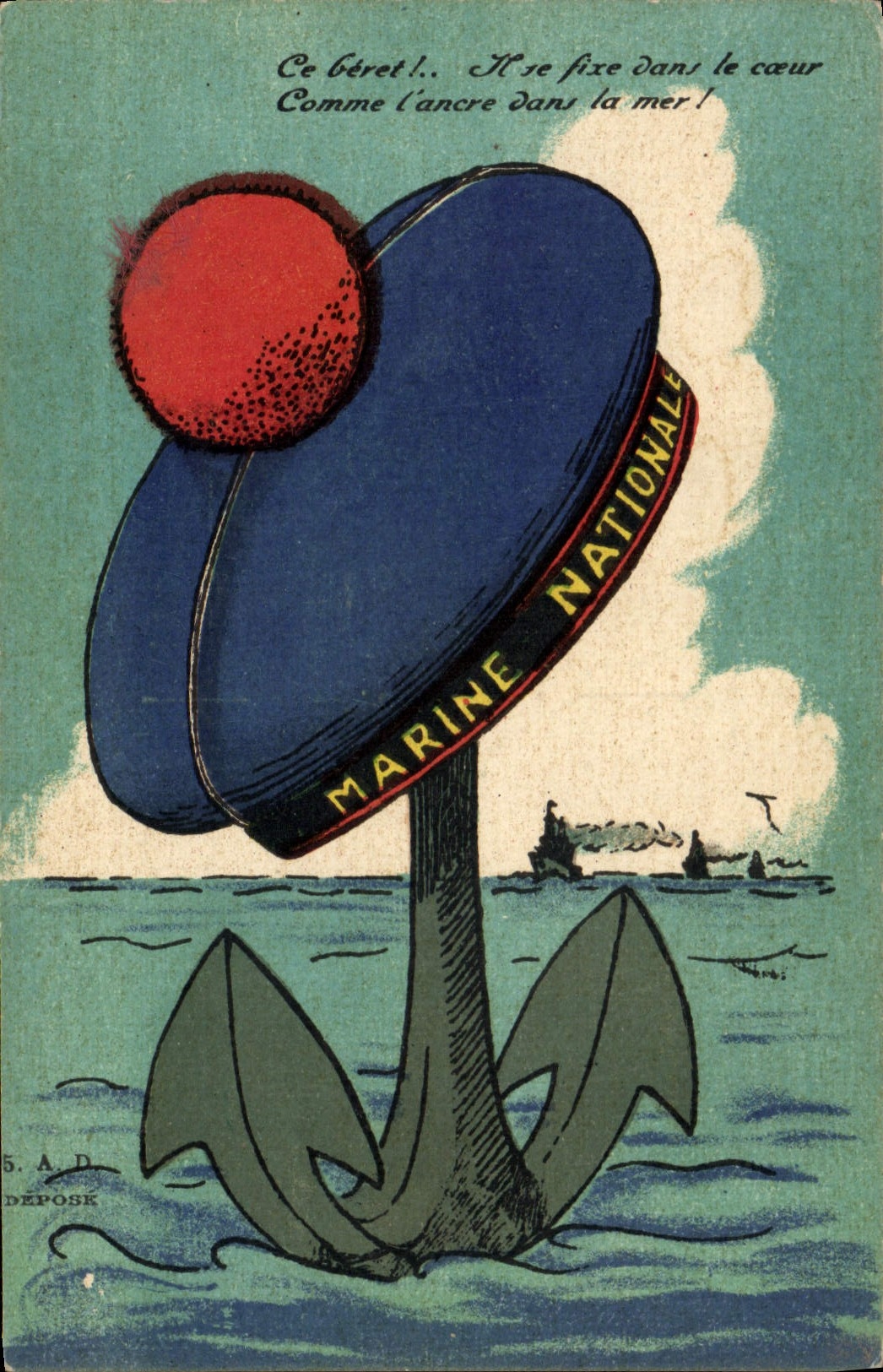 CPA Bateau Guerre Marine Francaise Ancre
