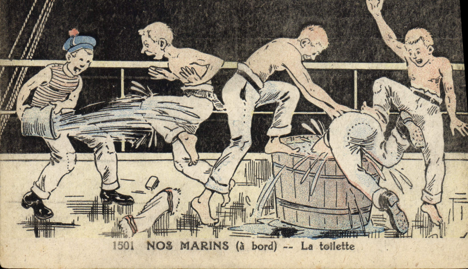 CPA Bateau Guerre Nos marins a bord La toilette