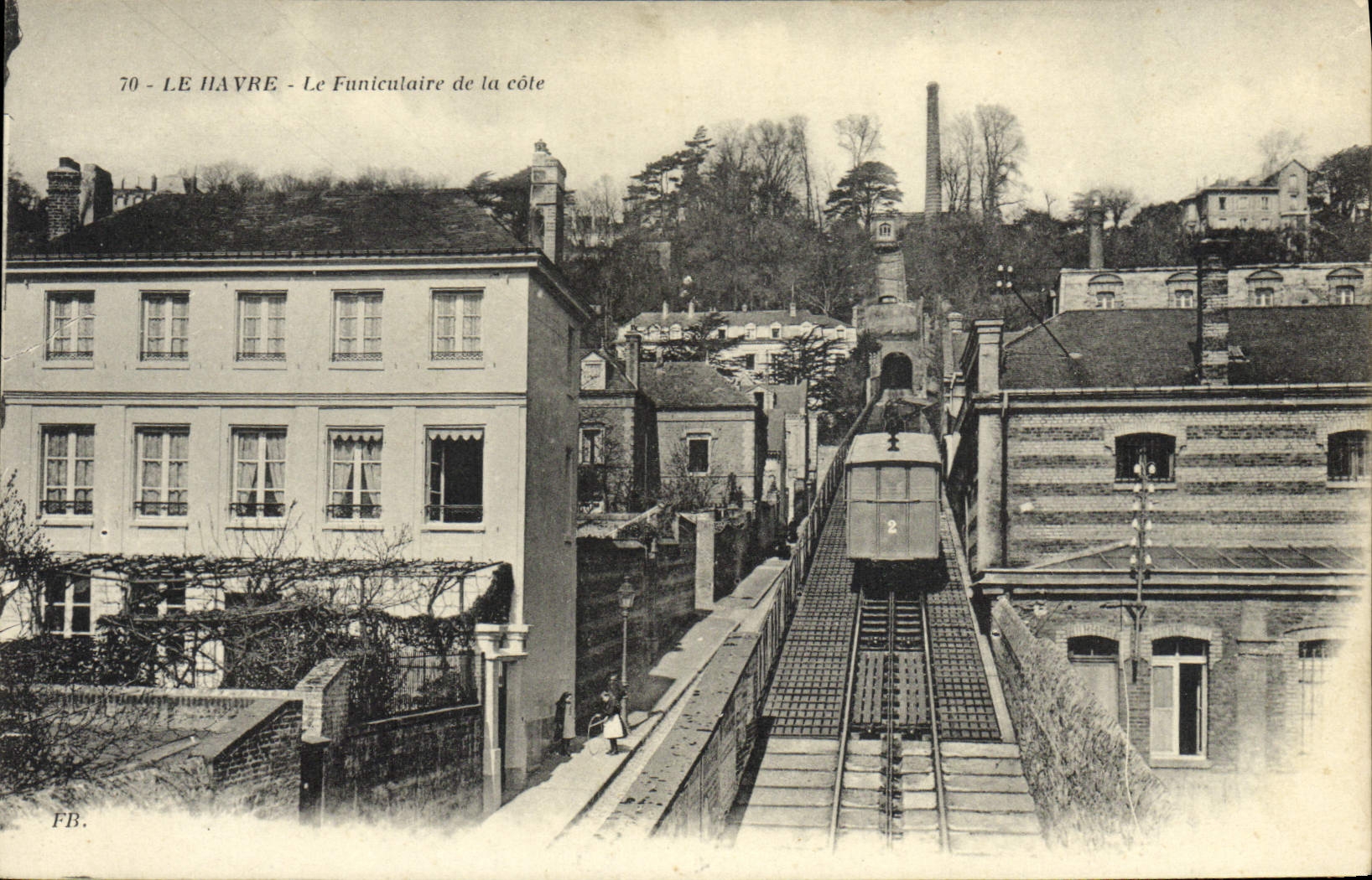 VINTAGE POSTCARD Tram Train Le Havre the funicular of the dimension