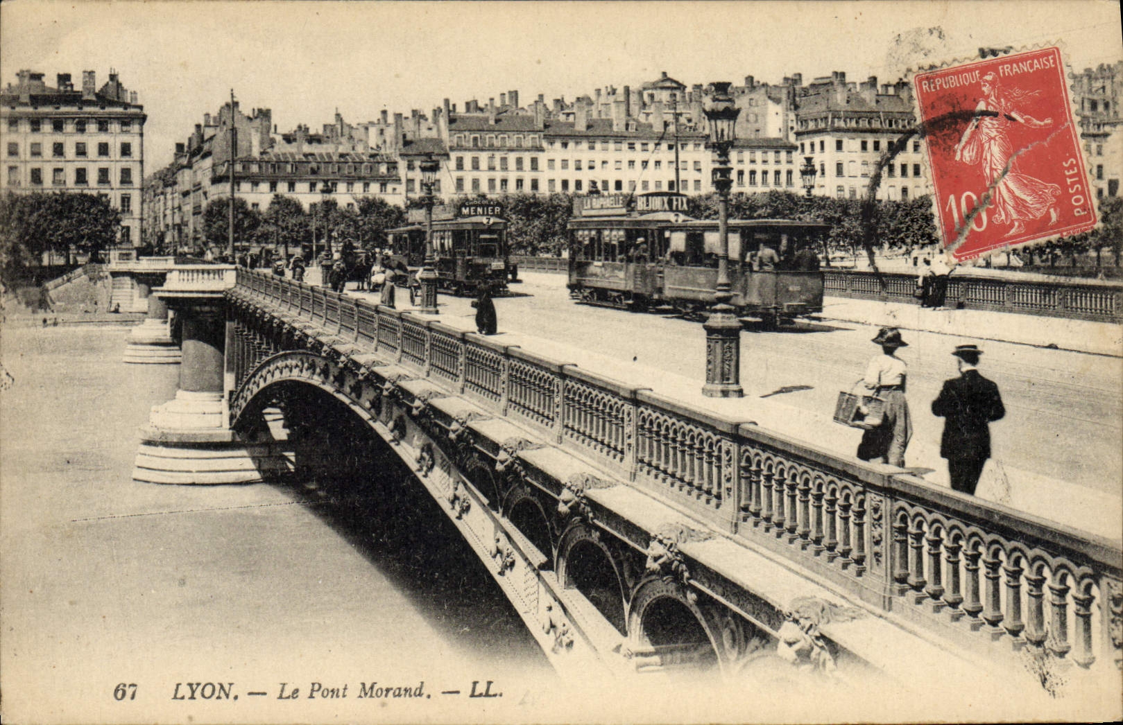 CPA Tramway Train Lyon Le pont Morand 