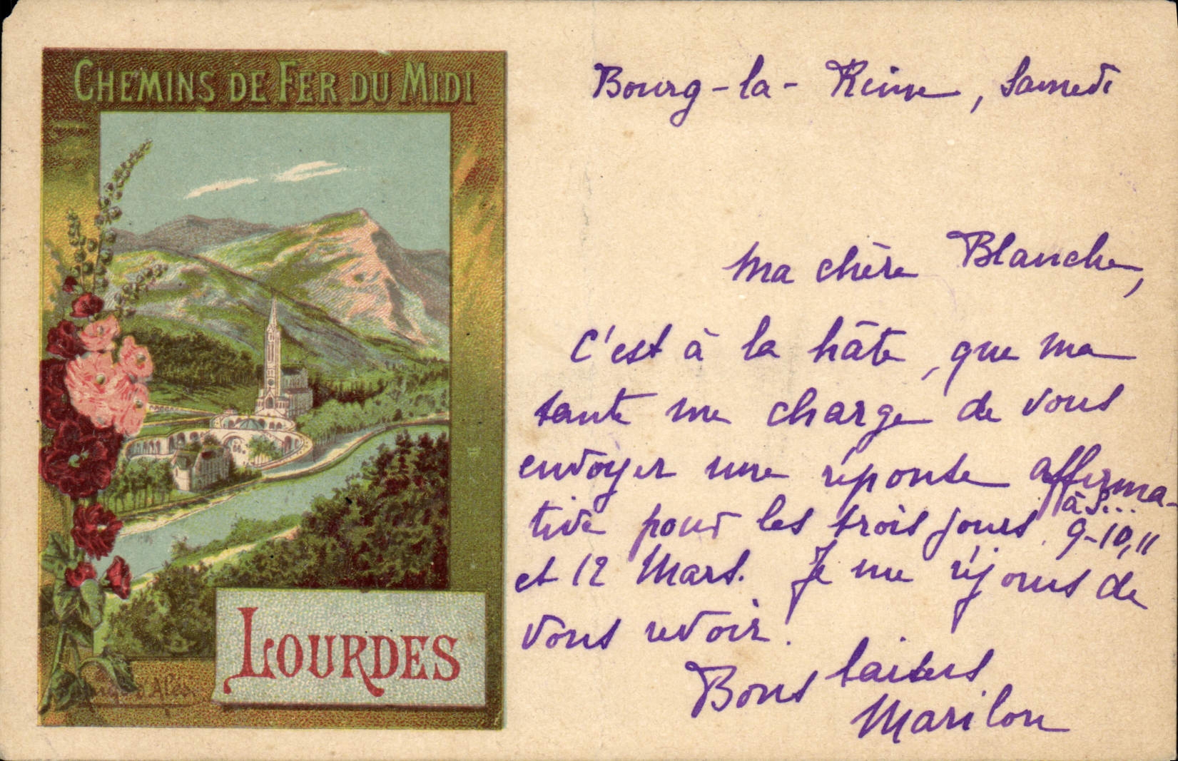 VINTAGE POSTCARD Fantasy Illustrator Ways of the Iron of Midday Heavy Train