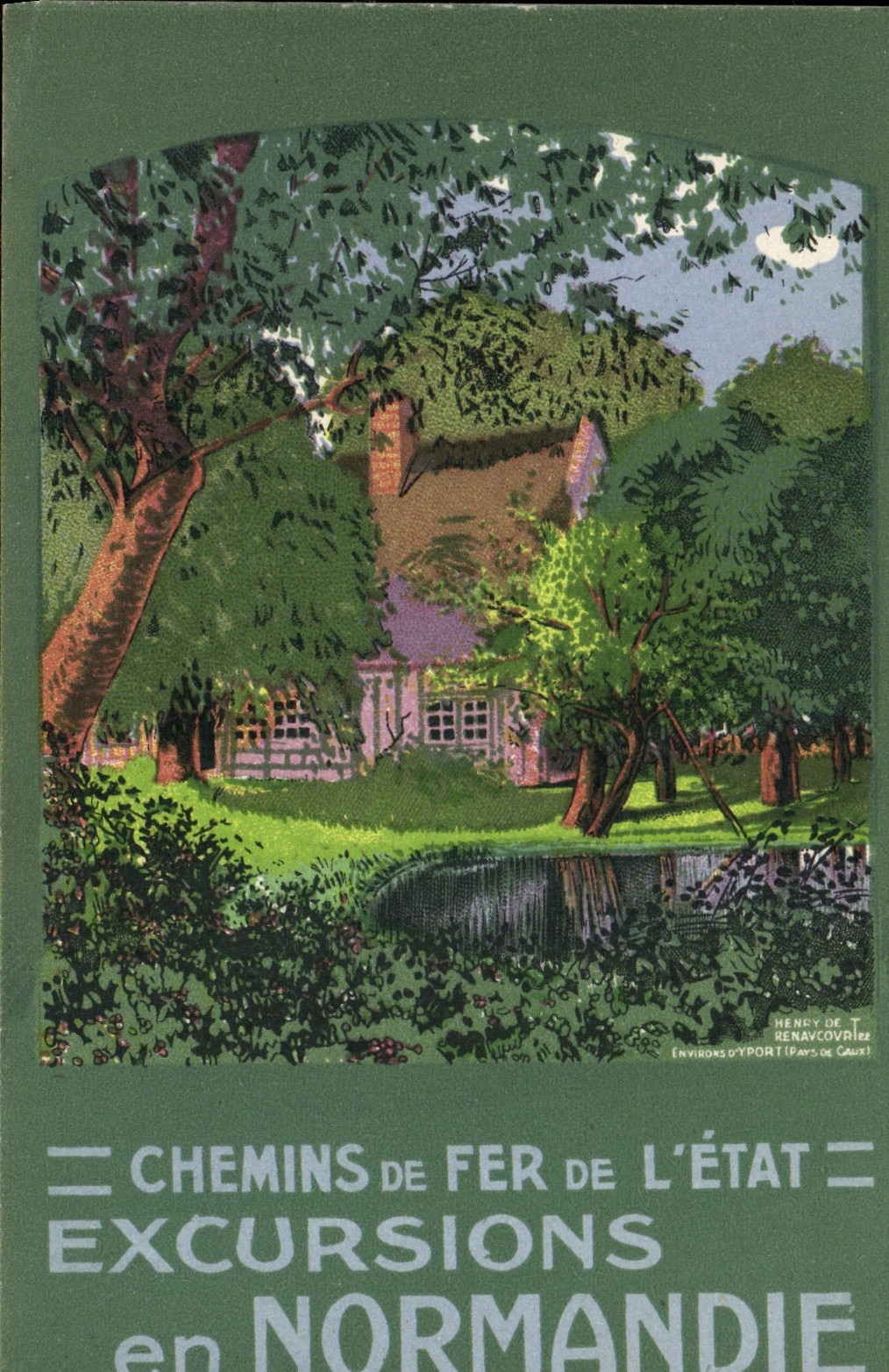 CPA Fantaisie Illustrateur Chemins de fer de l'Etat Normandie Train