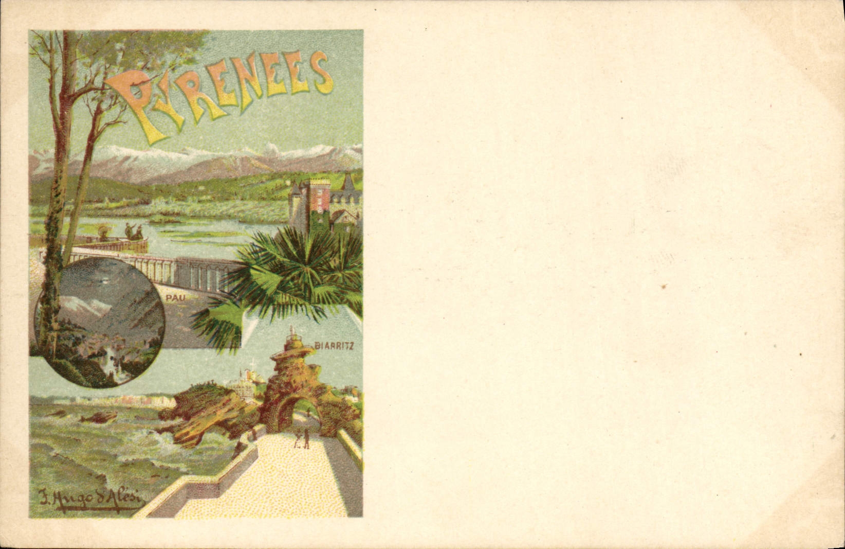 CPA Fantaisie Illustrateur Pyrenees Train Biarritz