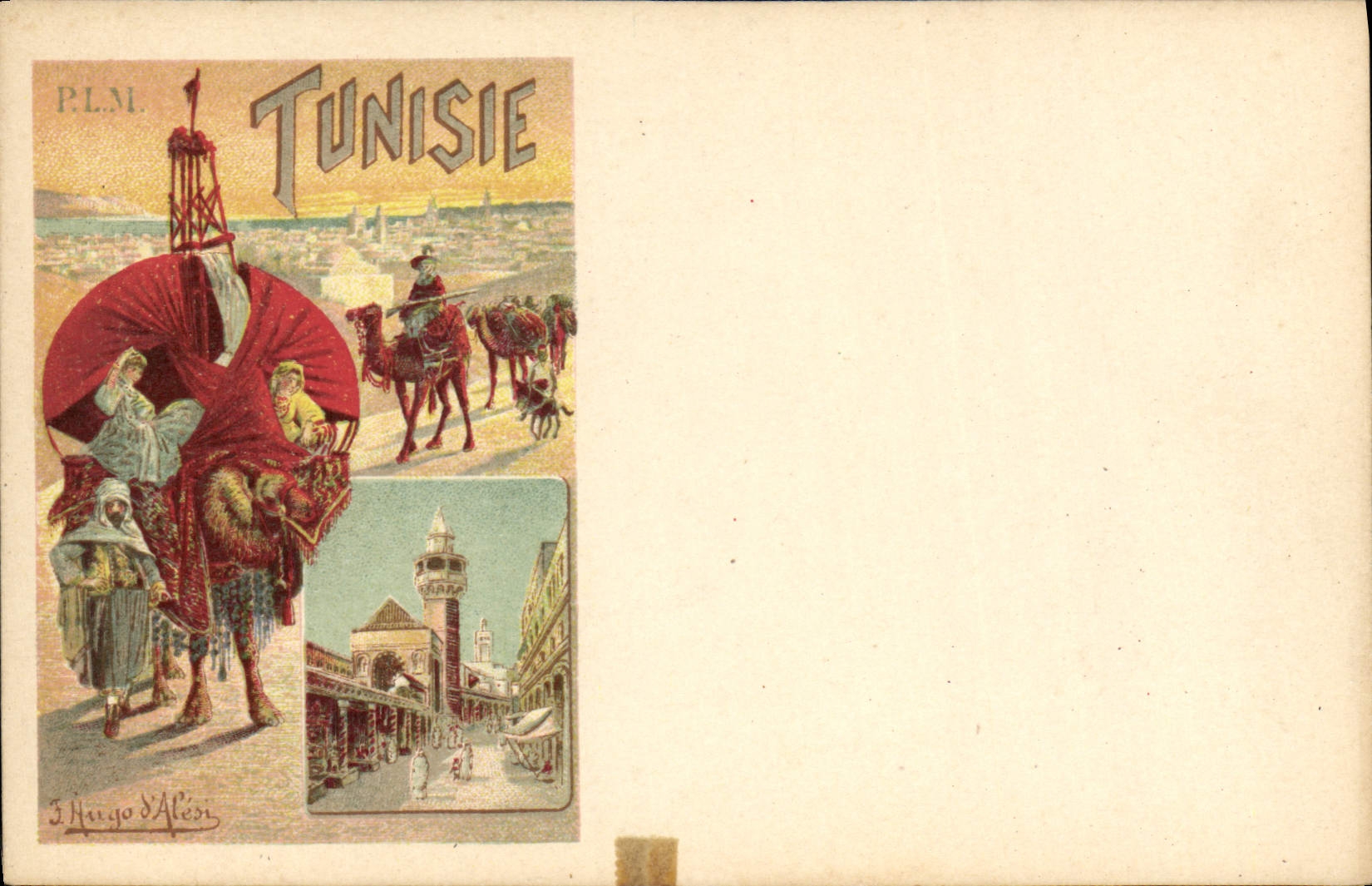 VINTAGE POSTCARD Fantasy Illustrator Tunisia Train PLM