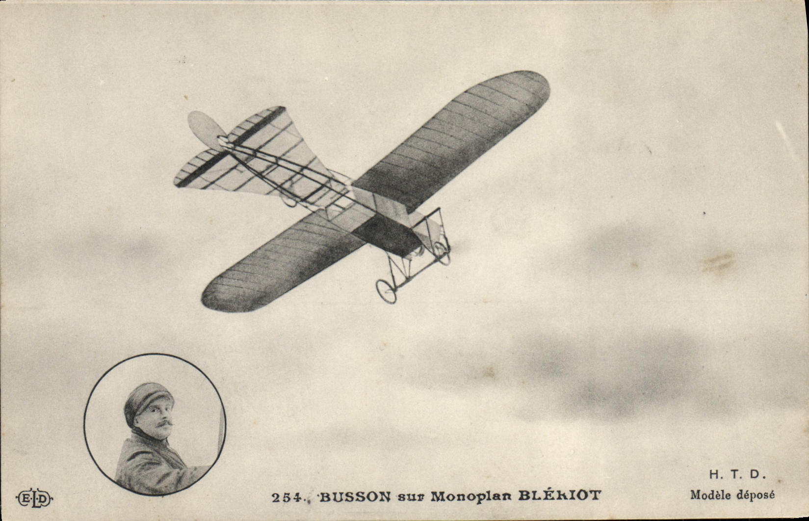 CPA Avion Aviation Busson sur monoplan Bleriot