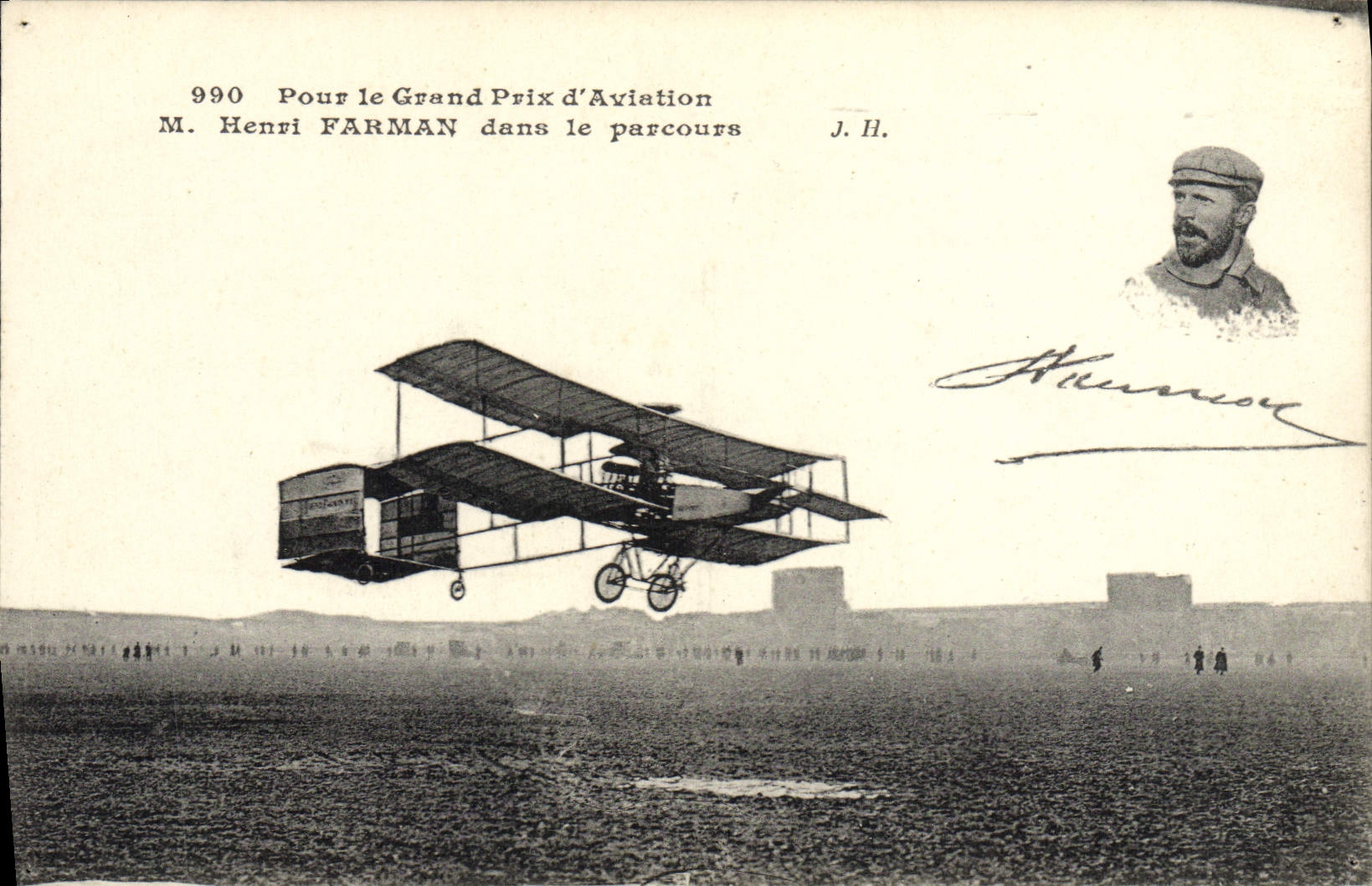 CPA Avion Aviation Grand prix d'aviation Henri Farman dans le parcours