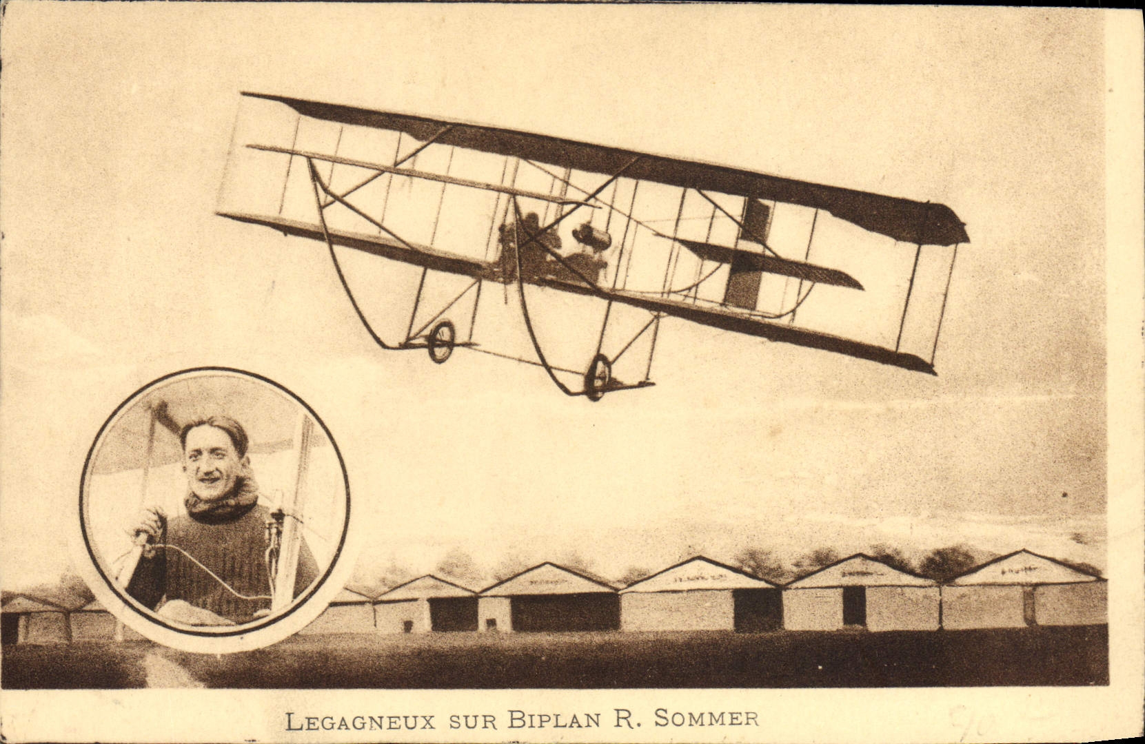 CPA Avion Aviation Legagneux sur biplan Sommer