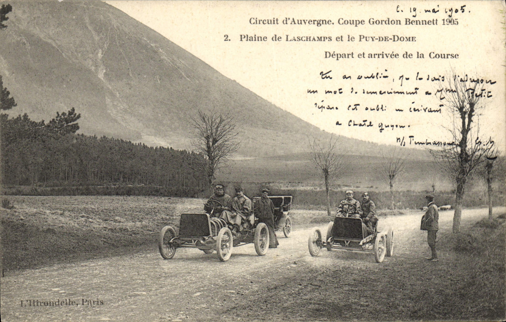 CPA Automobile CPA Automobile Coupe Gordon Bennett 5 juillet 1905 Circuit d'Auvergne Plaine de Laschamps et le Puy de Do