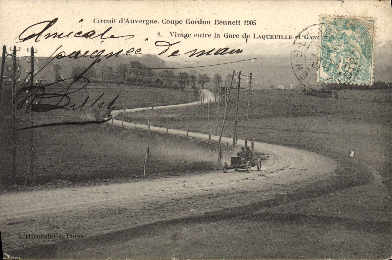CPA Automobile CPA Automobile Coupe Gordon Bennett 5 juillet 1905 Circuit d'Auvergne Virage entre Gare de Laqueille