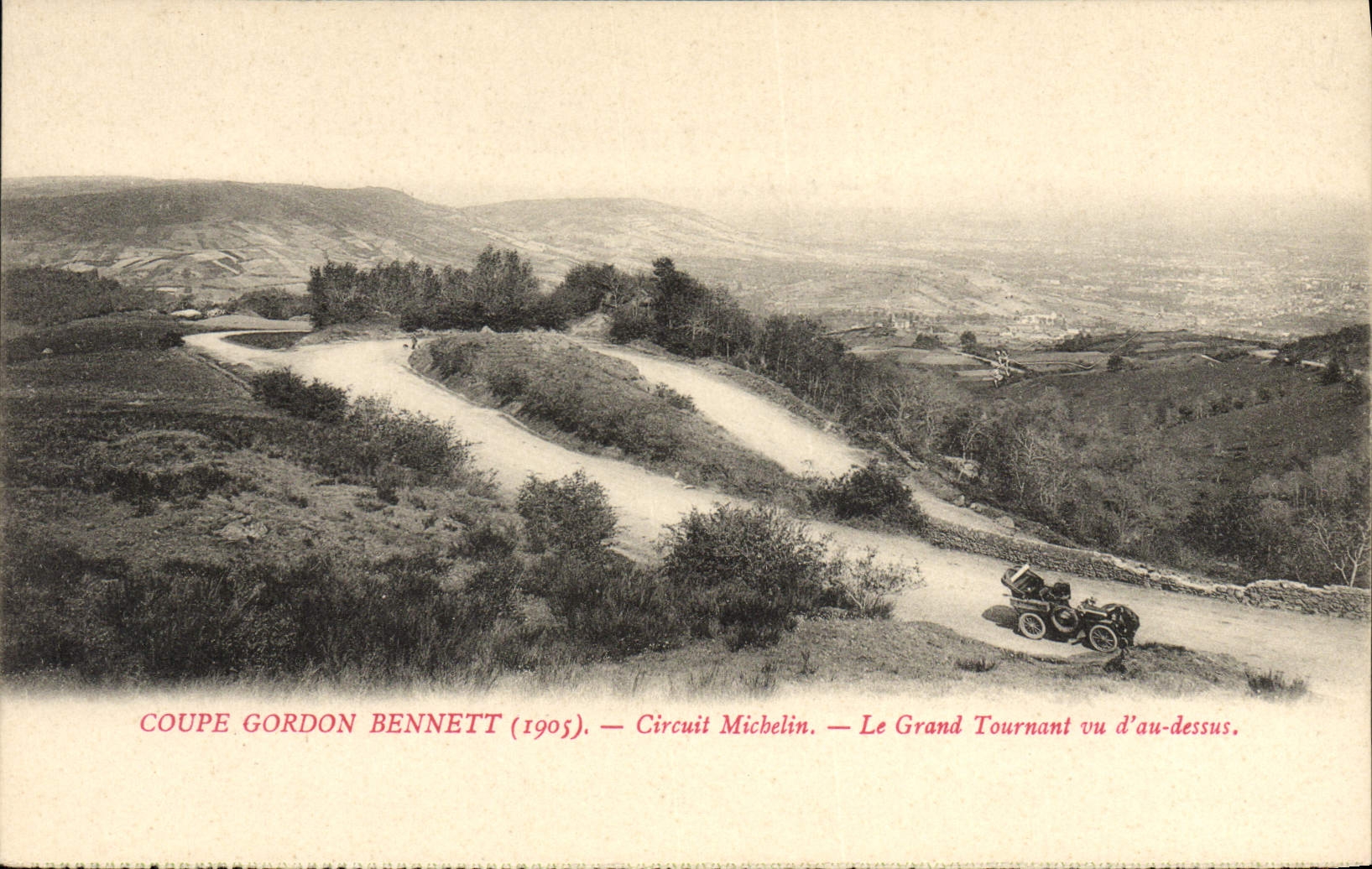CPA Automobile CPA Automobile Coupe Gordon Bennett 5 juillet 1905 Circuit d'Auvergne Circuit Michelin Le grand tournant