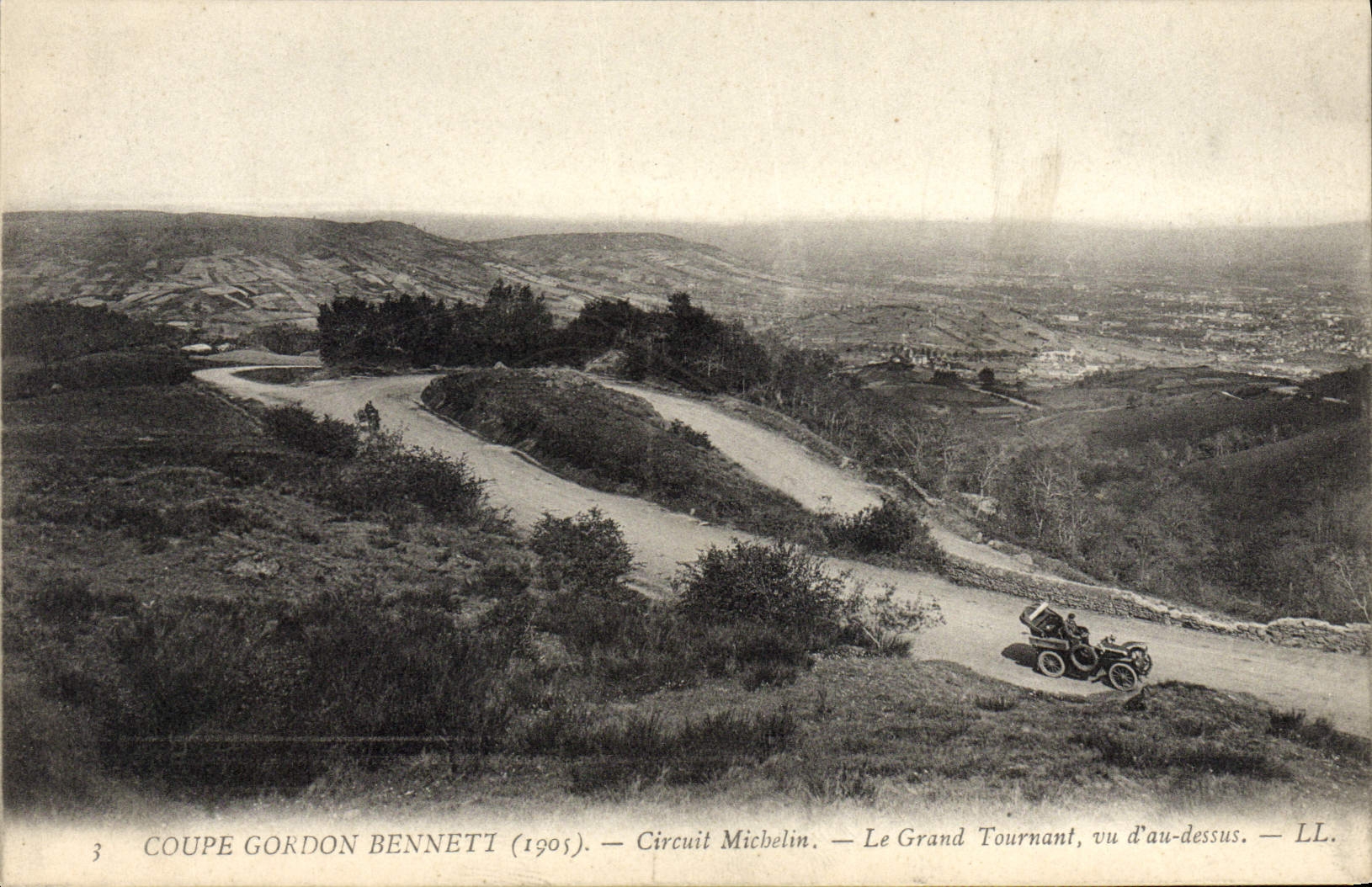 CPA Automobile CPA Automobile Coupe Gordon Bennett 5 juillet 1905 Circuit d'Auvergne Circuit Michelin Le grand tournant