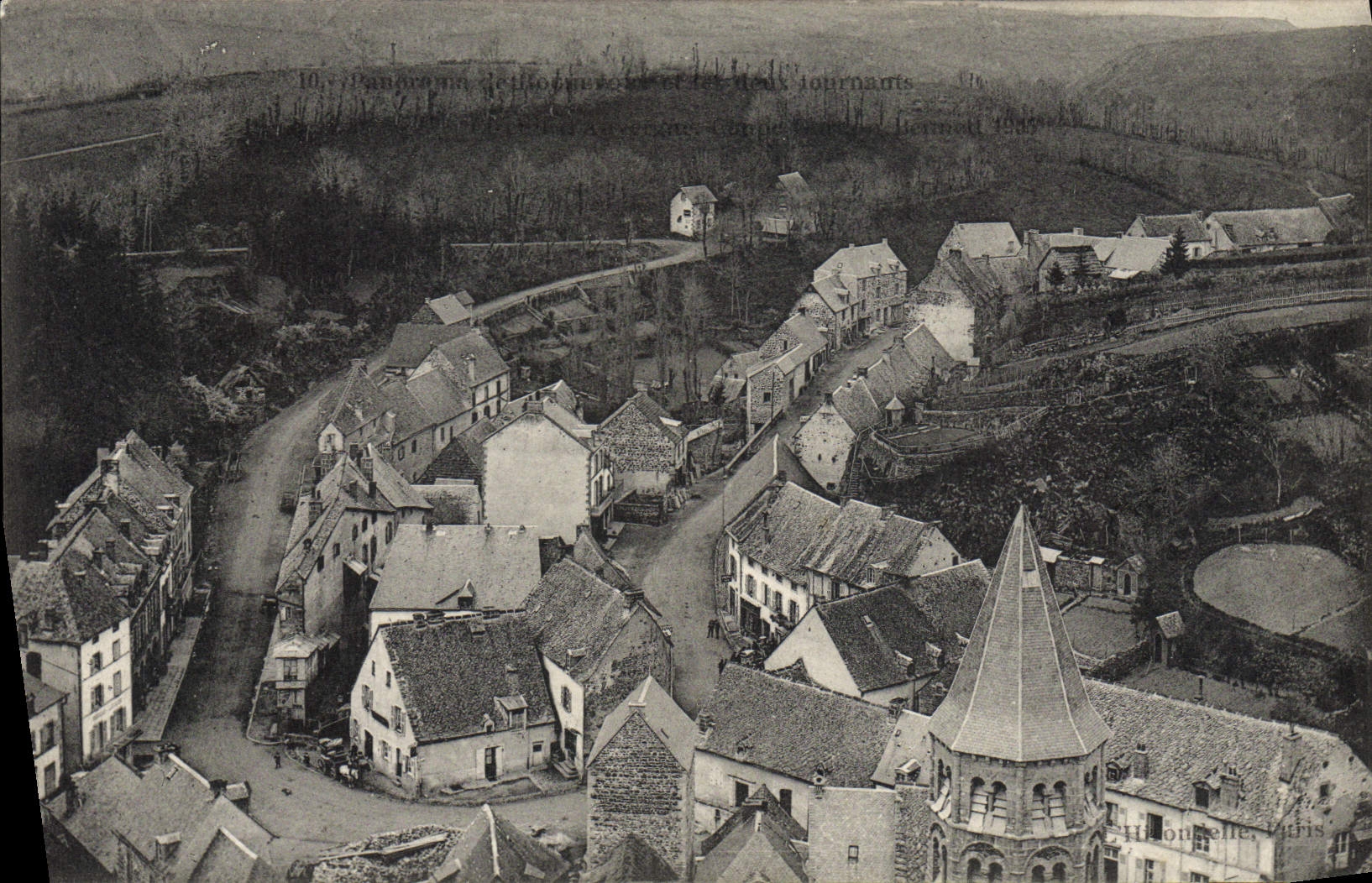 CPA Automobile CPA Automobile Coupe Gordon Bennett 5 juillet 1905 Circuit d'Auvergne Panorama de Rochefort et les deux