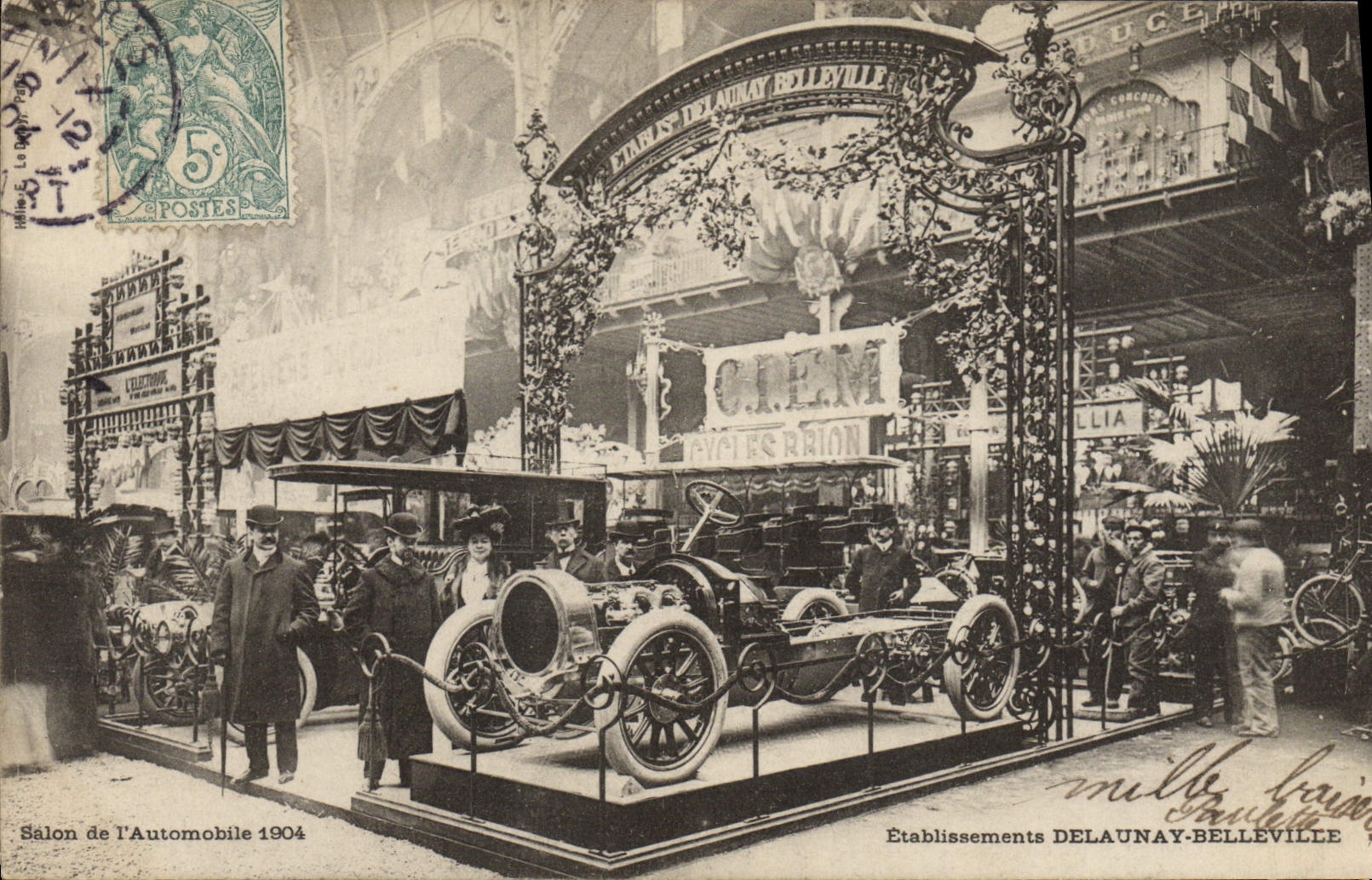 VINTAGE POSTCARD Automobile Motor-show 1904 Etablissements Delaunay Belleville