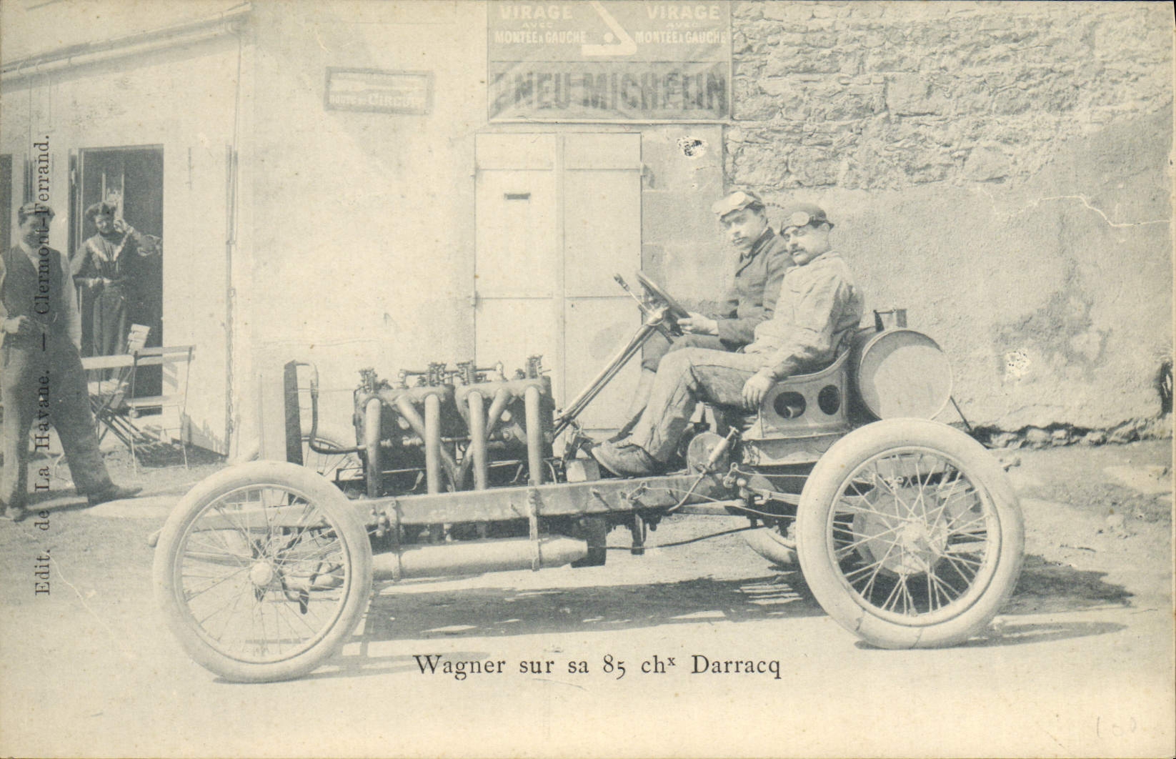 VINTAGE POSTCARD Automobile Wagner on its 85 Darracq horses