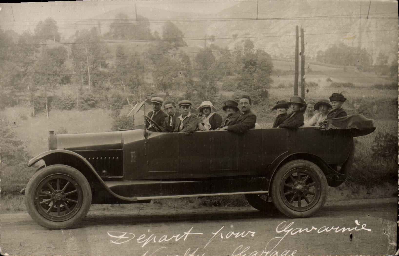 Real photo Automobile Bus Departure for Gavarnie