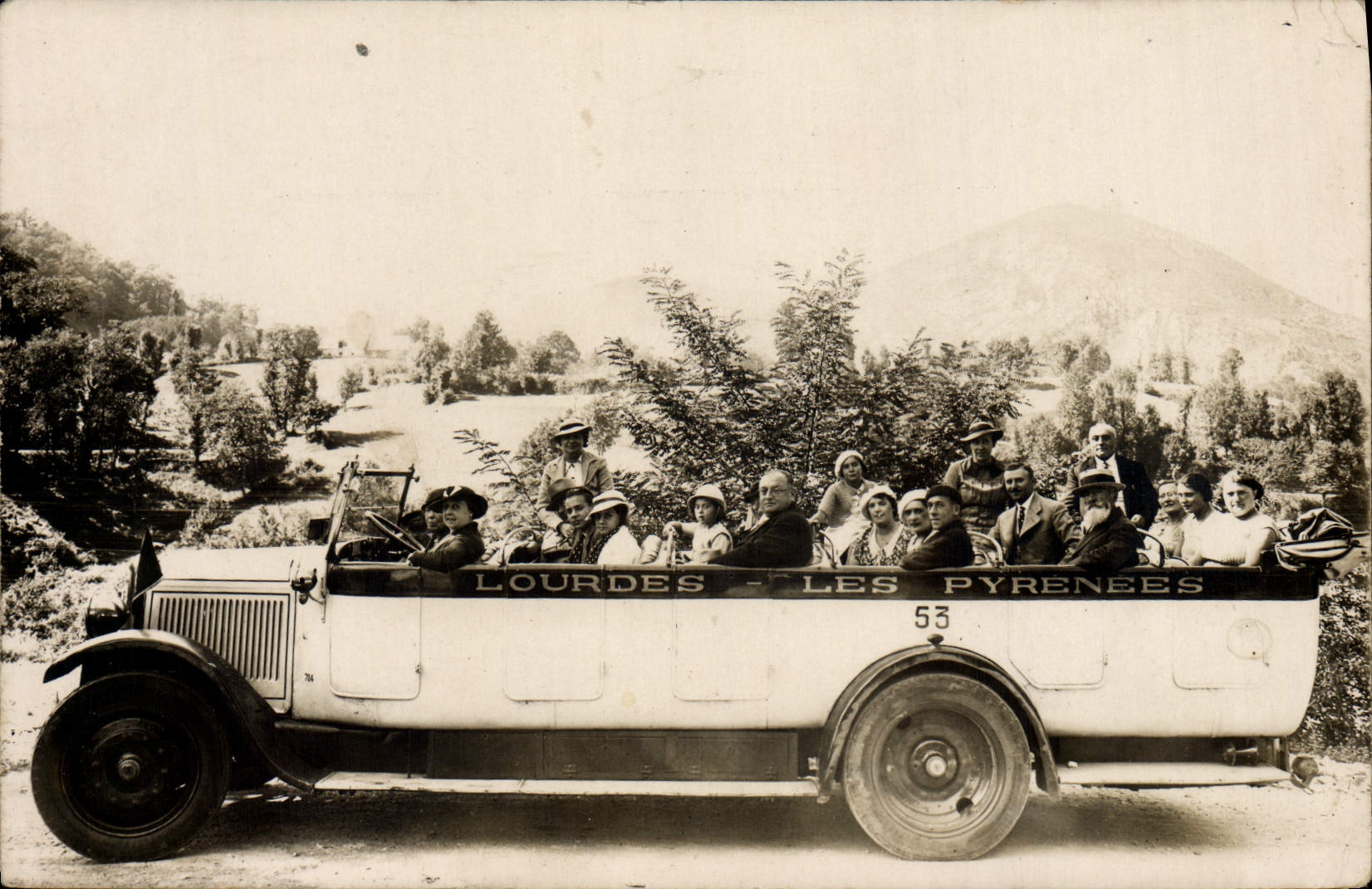 Real photo Automobile Bus Doors the Pyrenees
