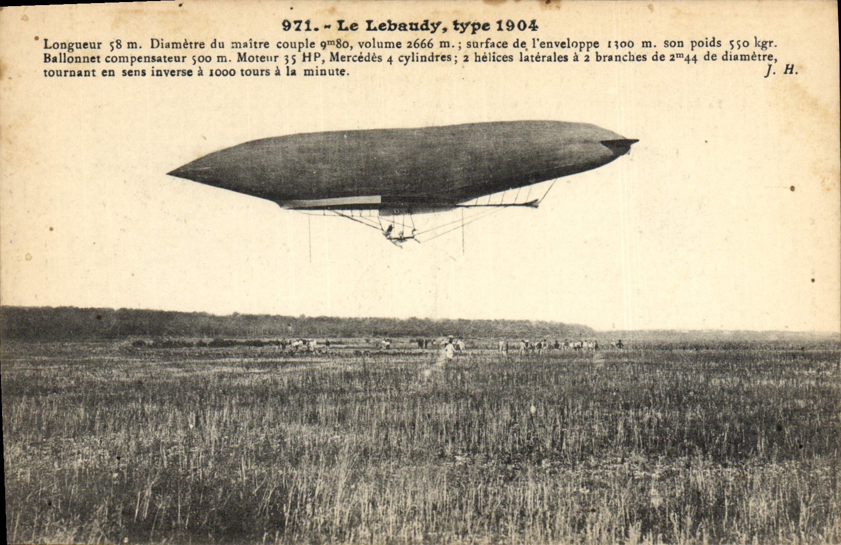Tipo 1904 de Lebaudy del zepelín del dirigible de la aviación de la POSTAL de la VENDIMIA