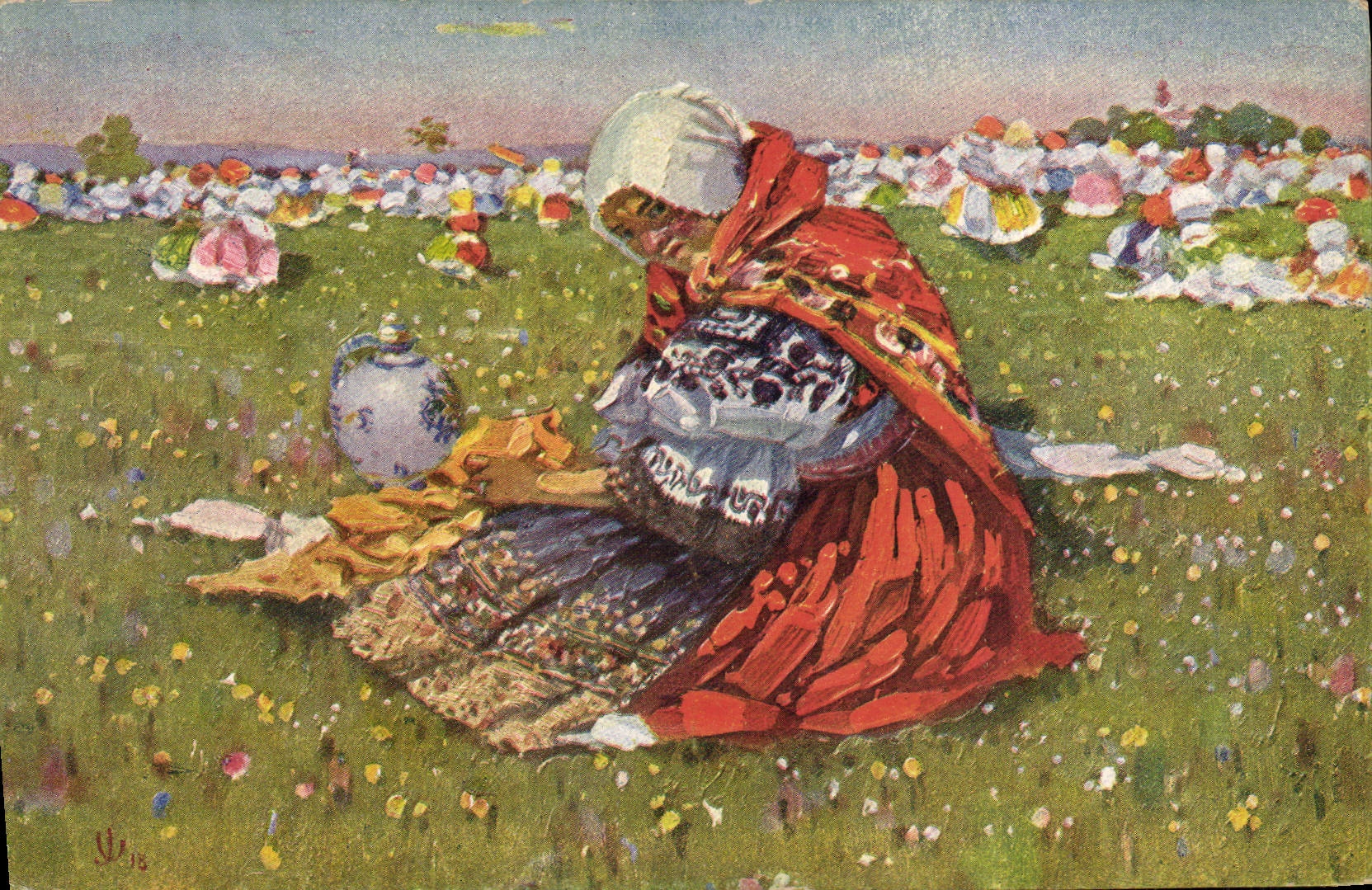 VINTAGE POSTCARD Illustrator Joza Uprka Z Pouti U Sv Antonicka