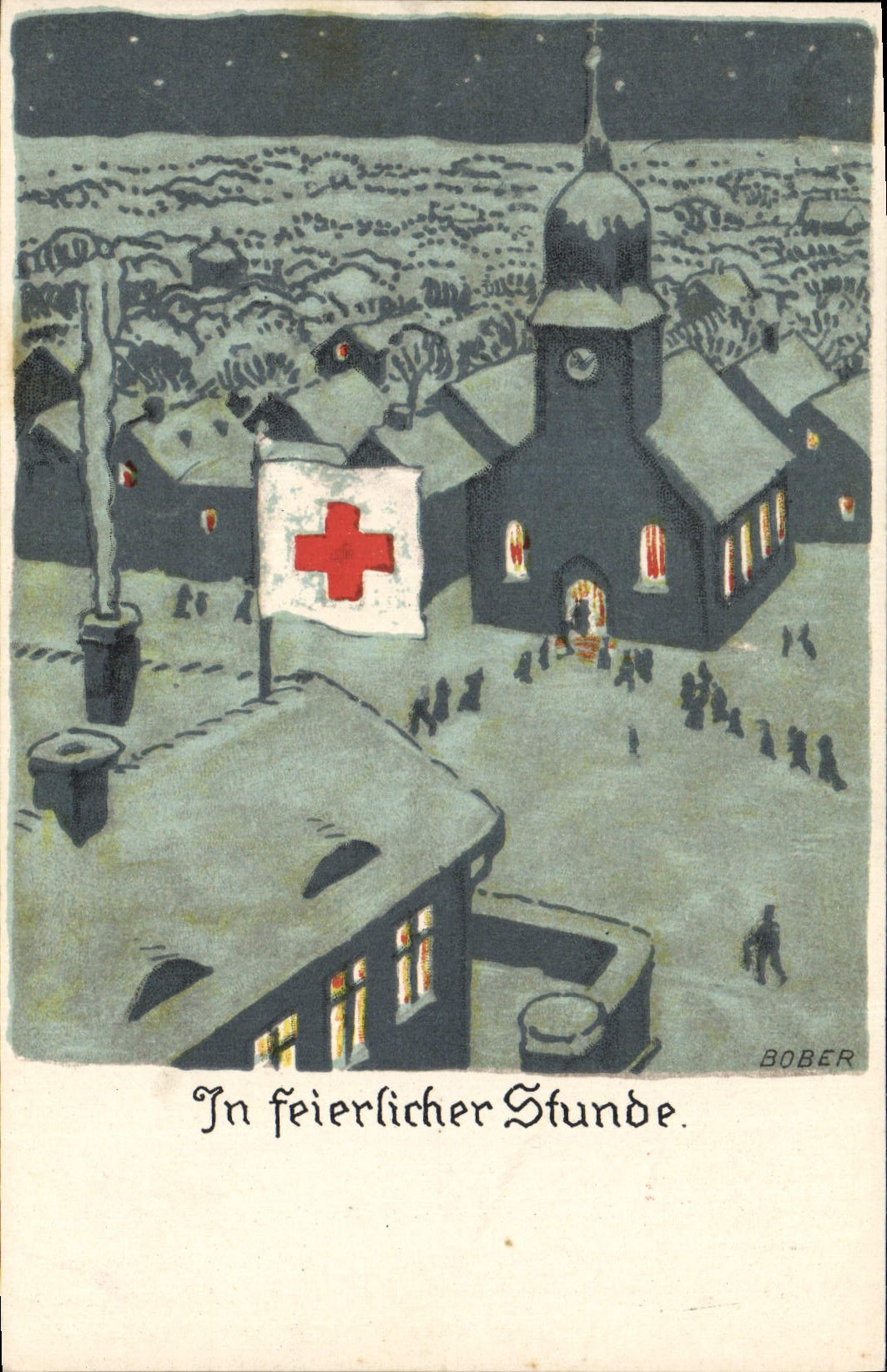 CPA Illustrateur Suisse In Feierlicher Stunde Croix Rouge 