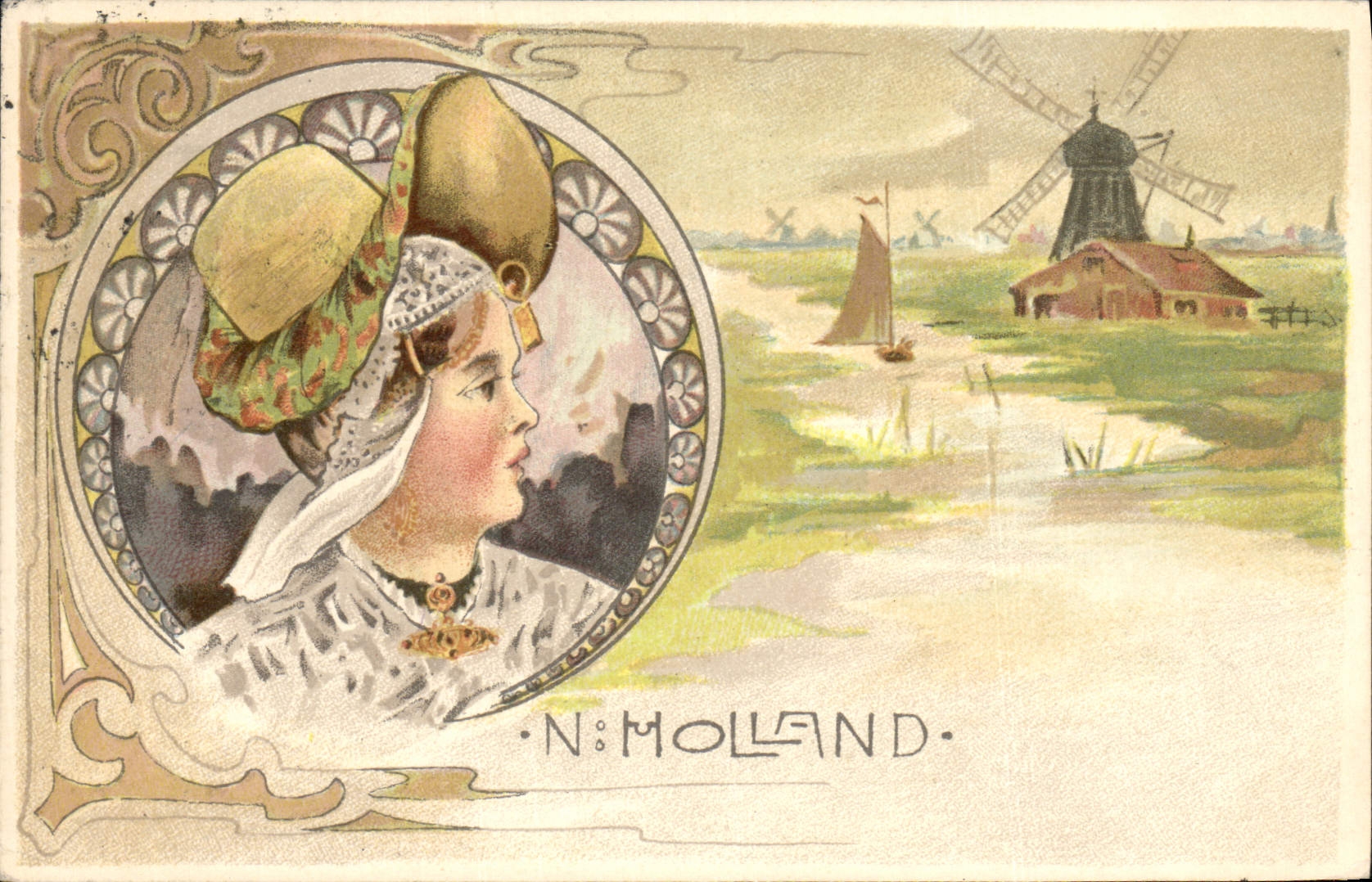 CPA Illustrateur N Holland Moulin a vent