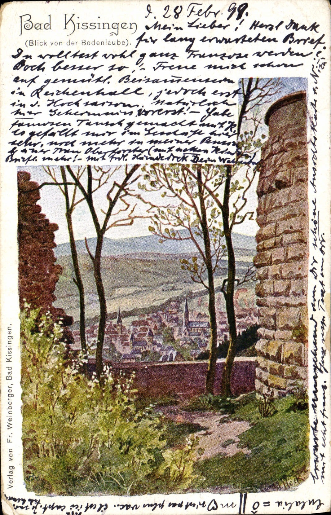 VINTAGE POSTCARD Illustrator Bad kissingen Heck