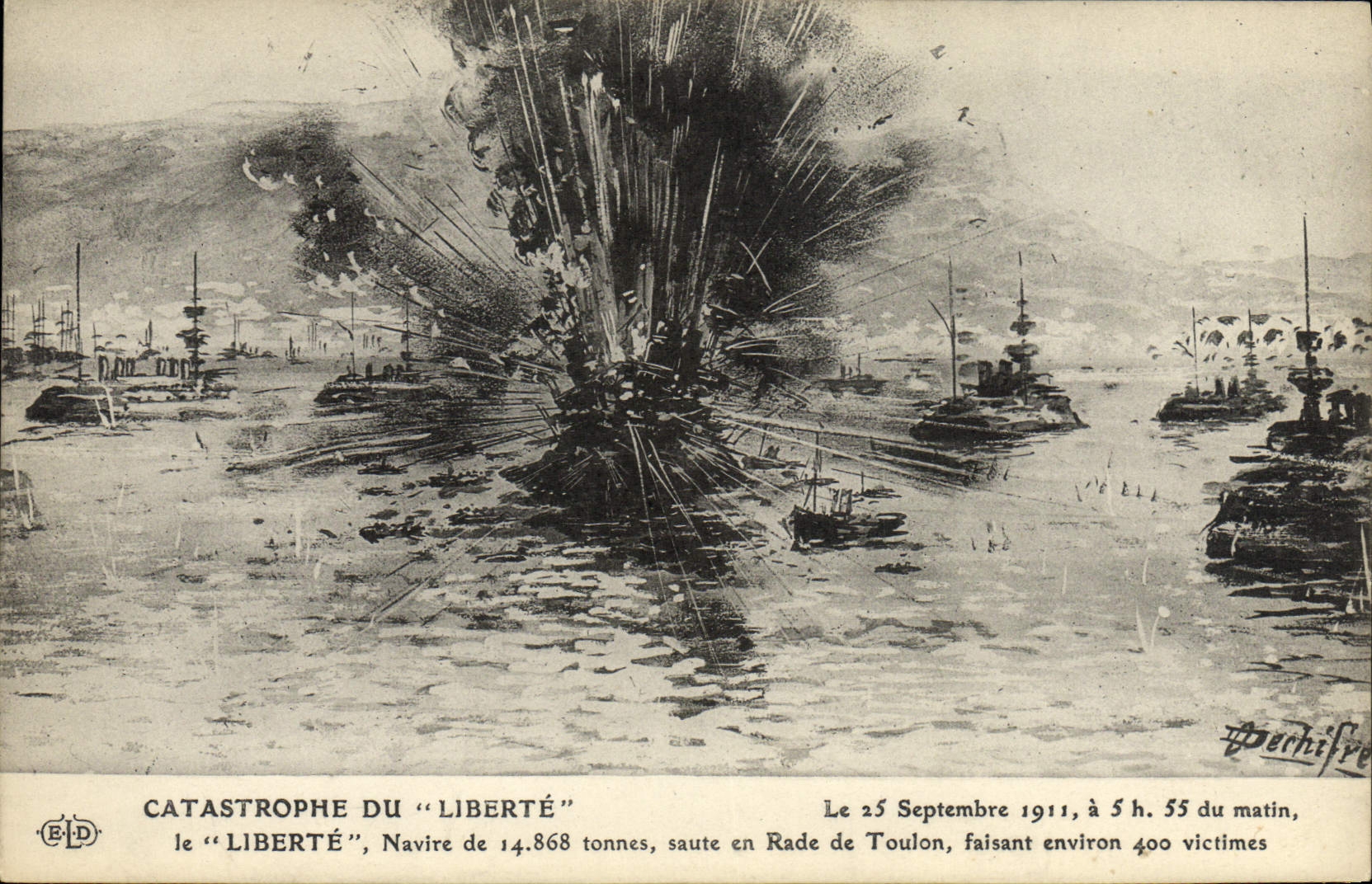 CPA Bateau Guerre Catastrophe du Liberte 