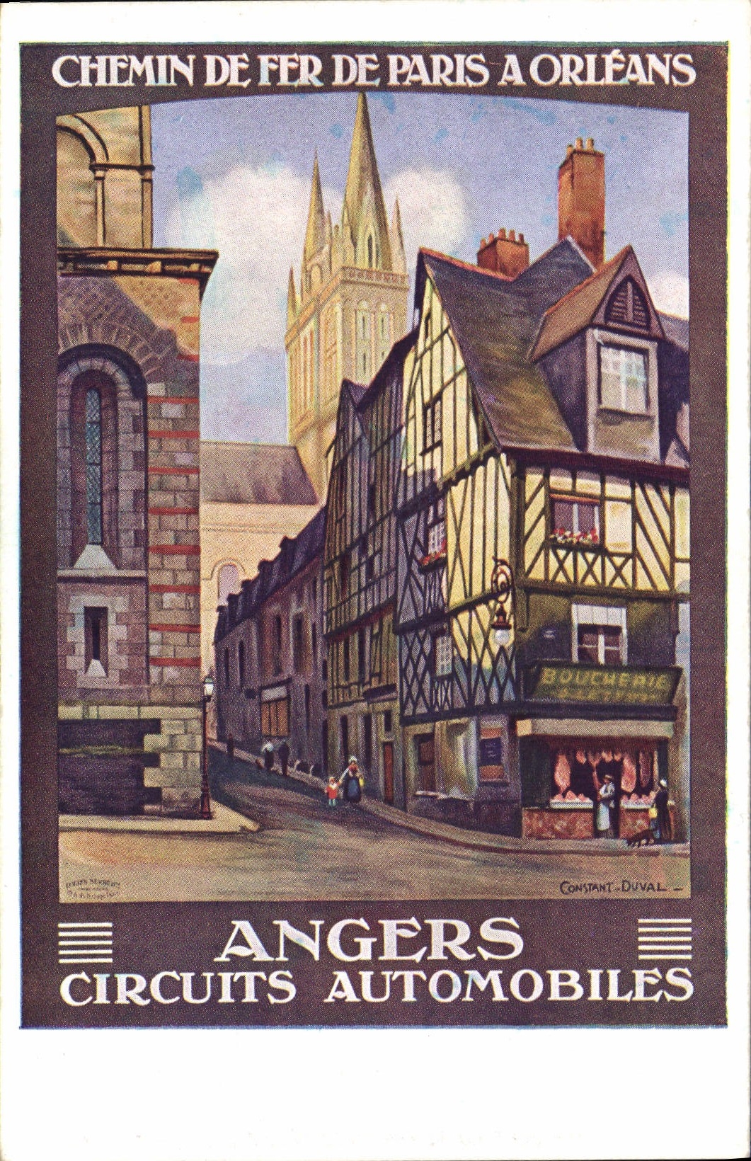 VINTAGE POSTCARD Train Railroad of Paris has Orleans Road racing sets Angers