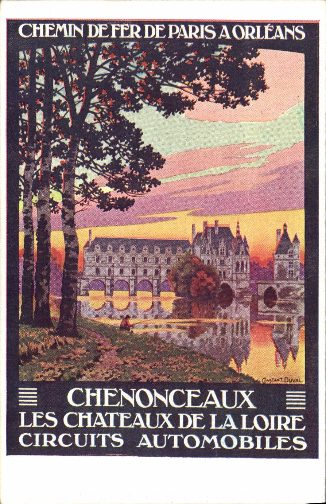 VINTAGE POSTCARD Train Railroad of Paris has Orleans Road racing sets Chenonceaux