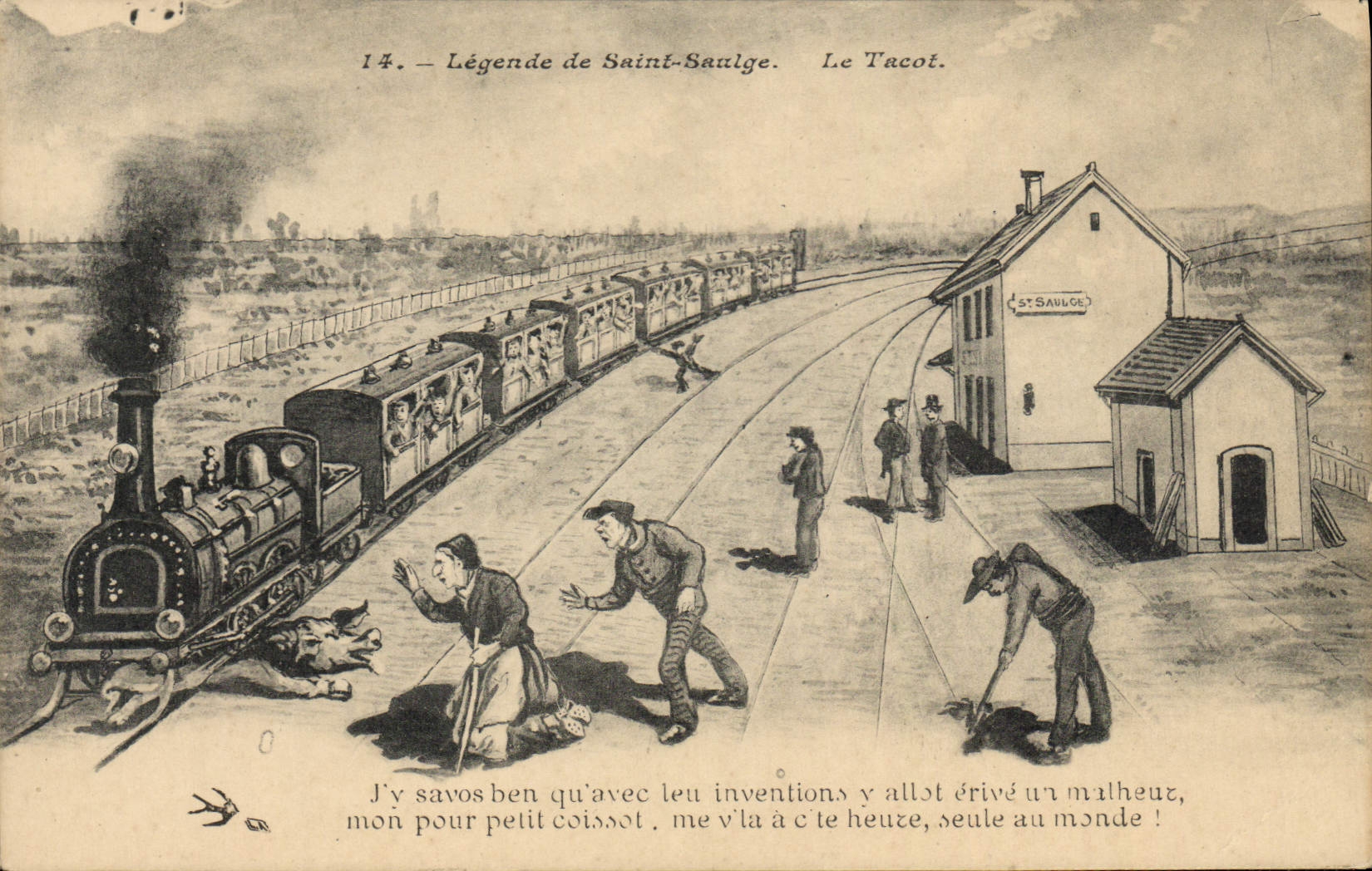 CPA Train Legende de Saint Saulge le tacot 