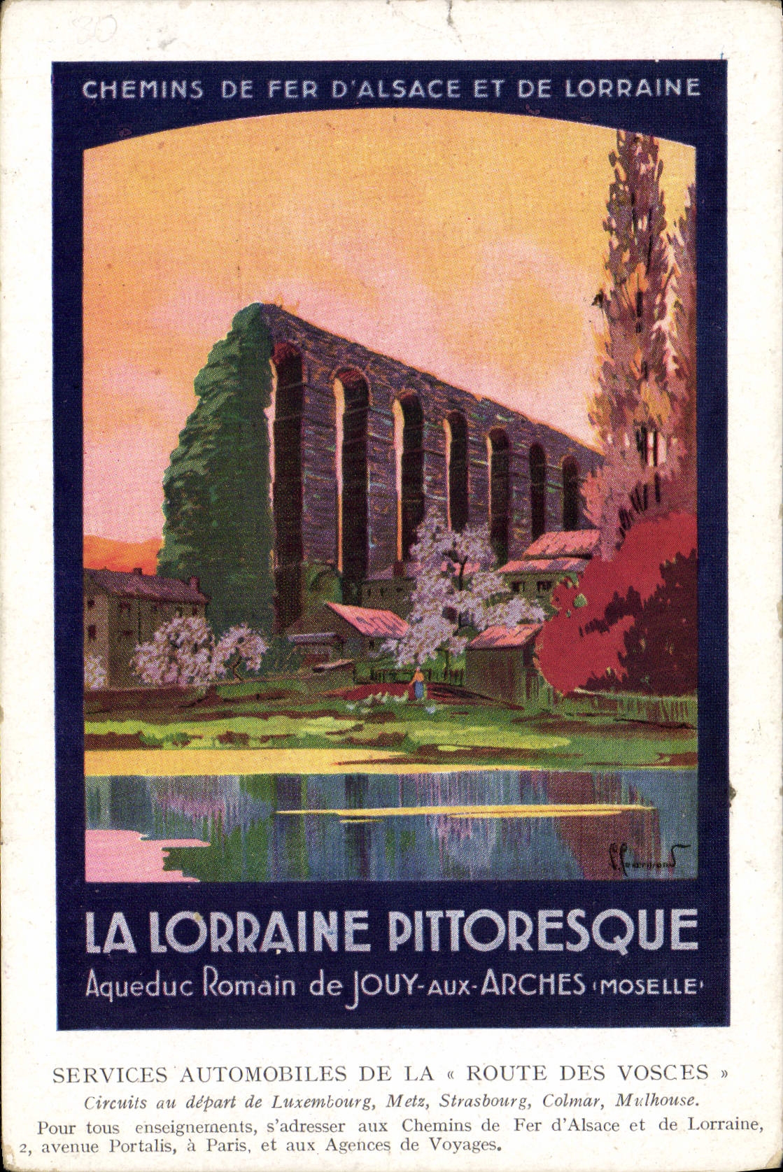 CPA Train Chemin de fer d'Alsace et de Lorraine Aqueduc romain de Jouy aux Arches Moselle 