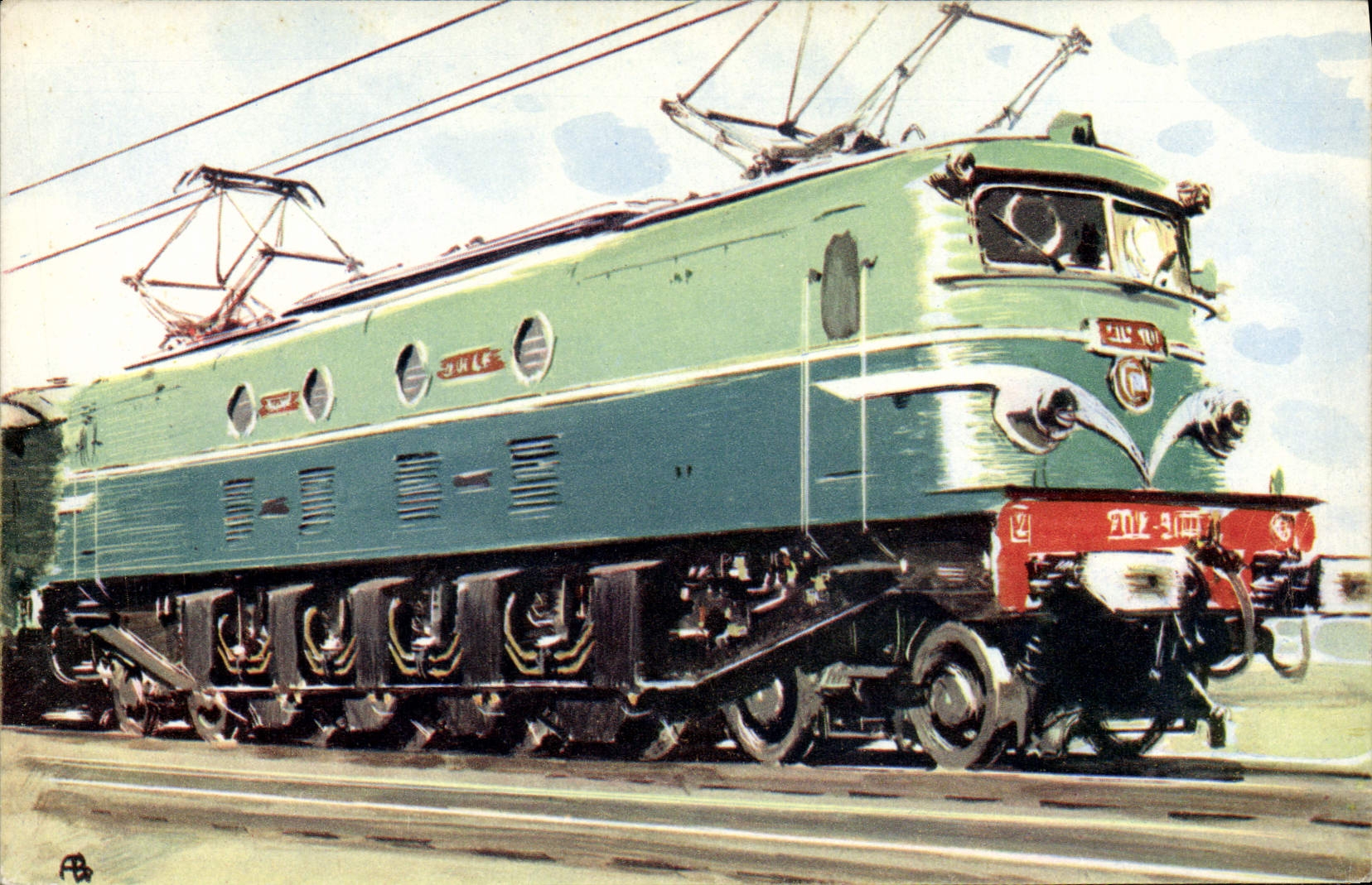 MODERN CARD electric Train Engine 2D2 9100
