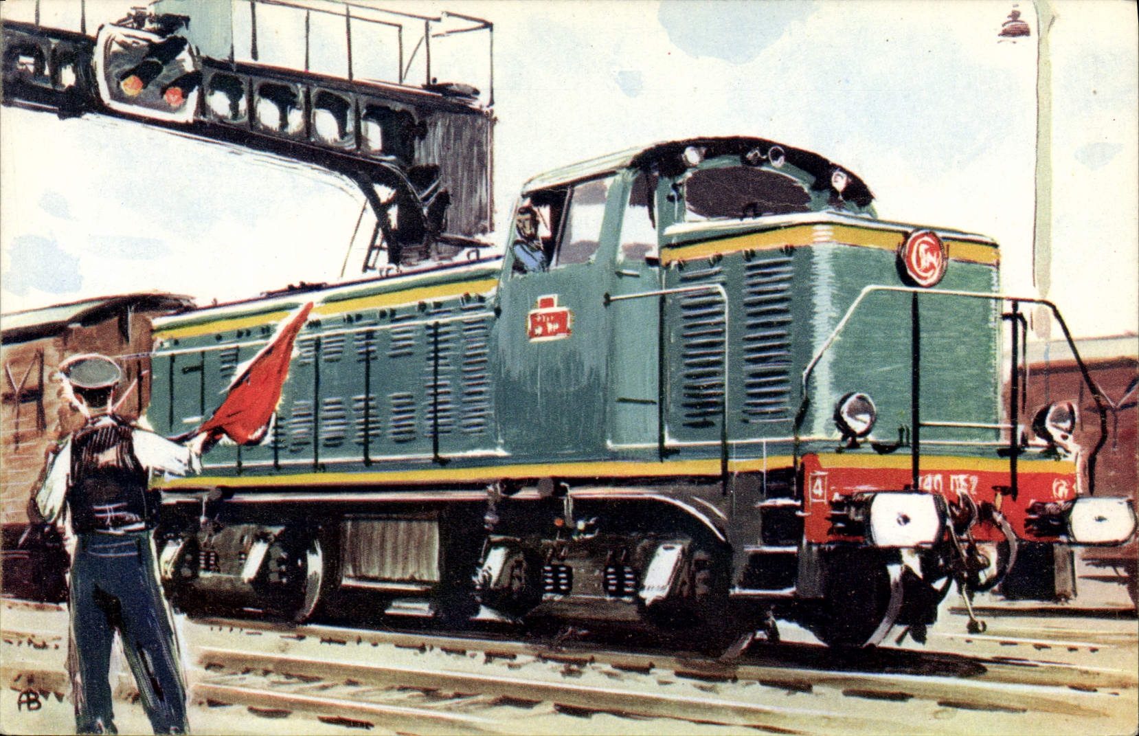 MODERN CARD electric Train Diesel loco 040 OF