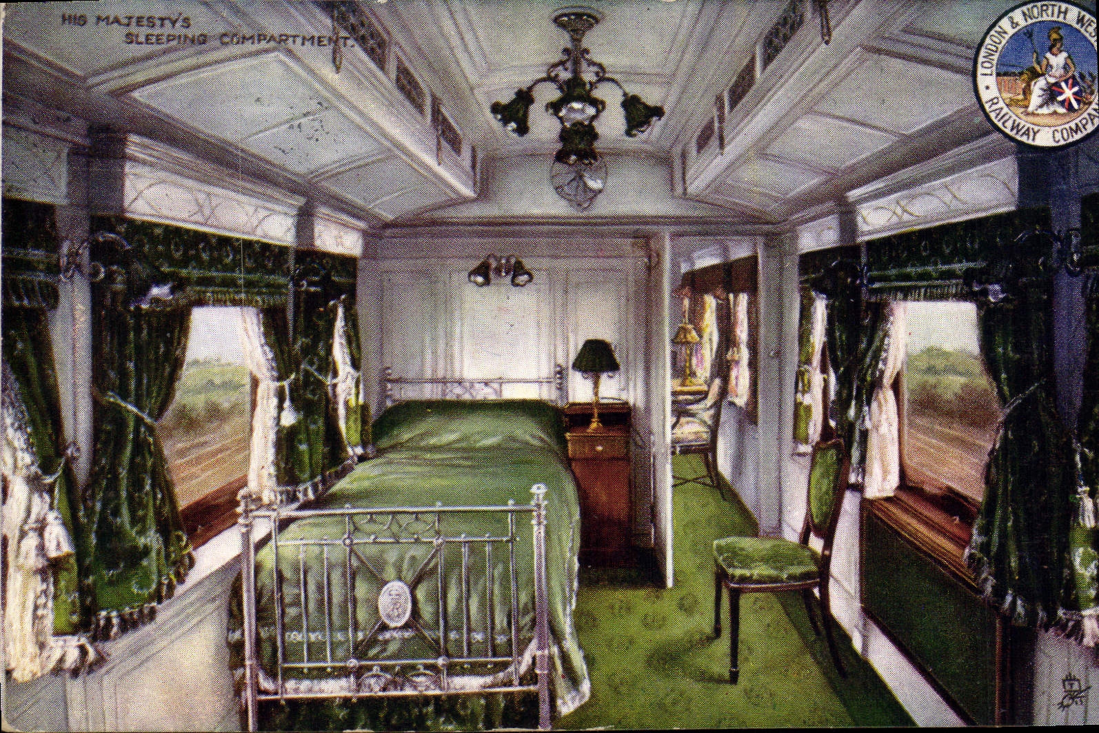 VINTAGE POSTCARD Train His Majesty' S sleeping compartment